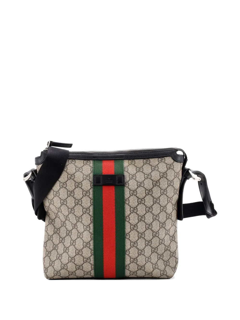 Gucci Pre-Owned Web Messenger Bag GG Coated Canvas Medium crossbody bag - Marrone