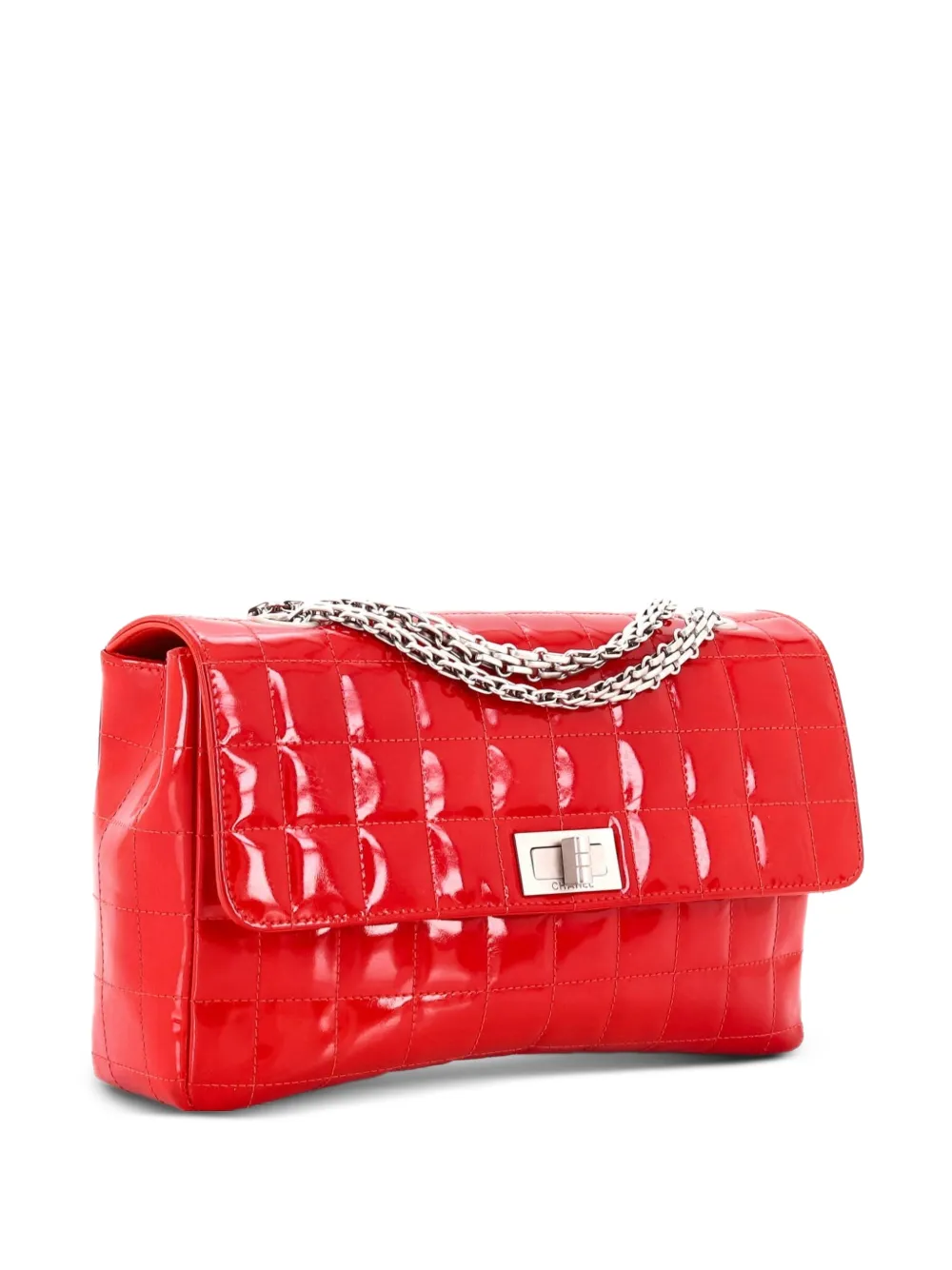 CHANEL Pre-Owned Chocolate Bar Flap Bag Quilted Patent Medium shoulder bag - Rosso