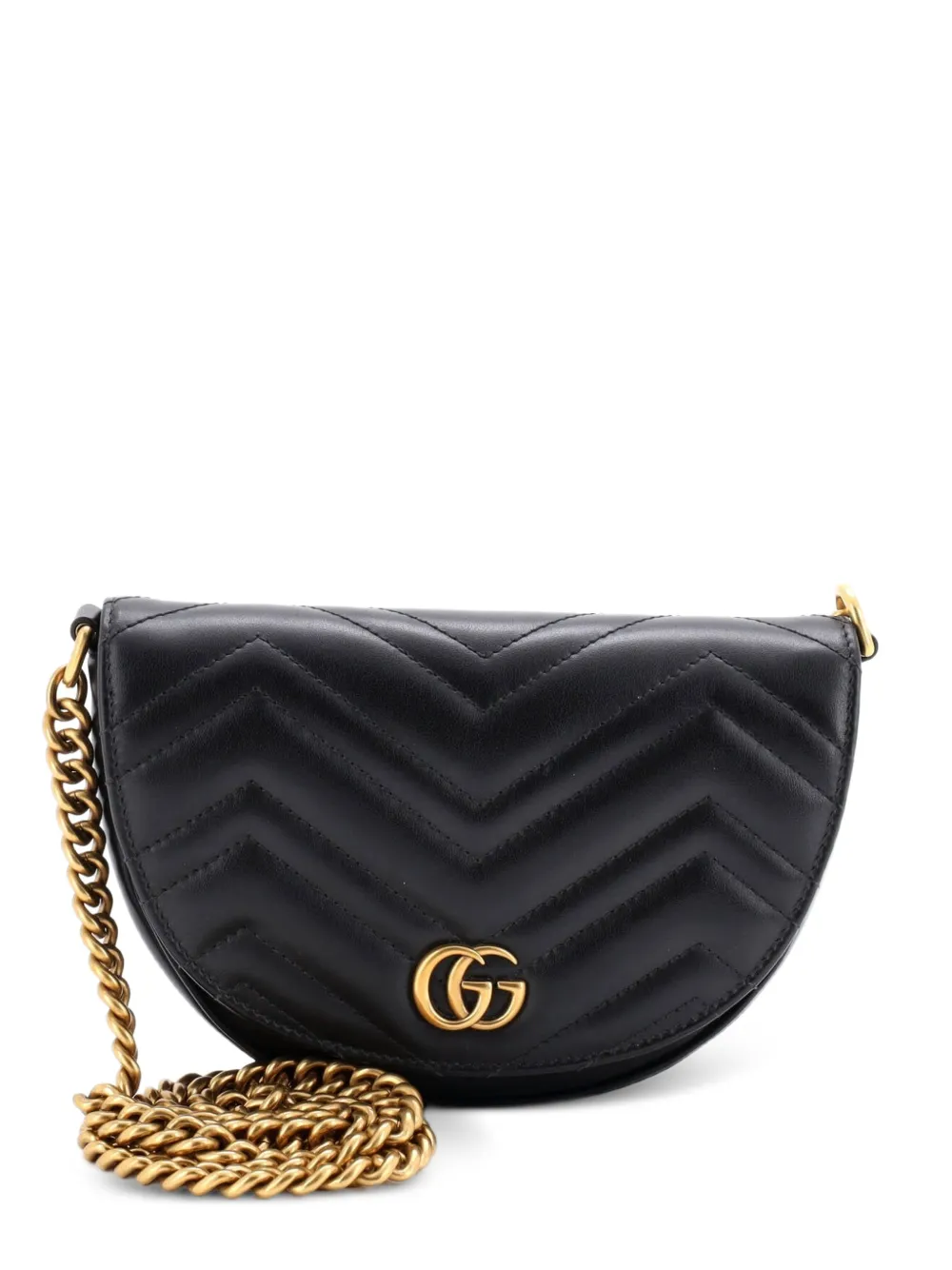 Gucci Pre-Owned GG Marmont Half Moon Flap Matelasse Leather Mini crossbody bag - Nero