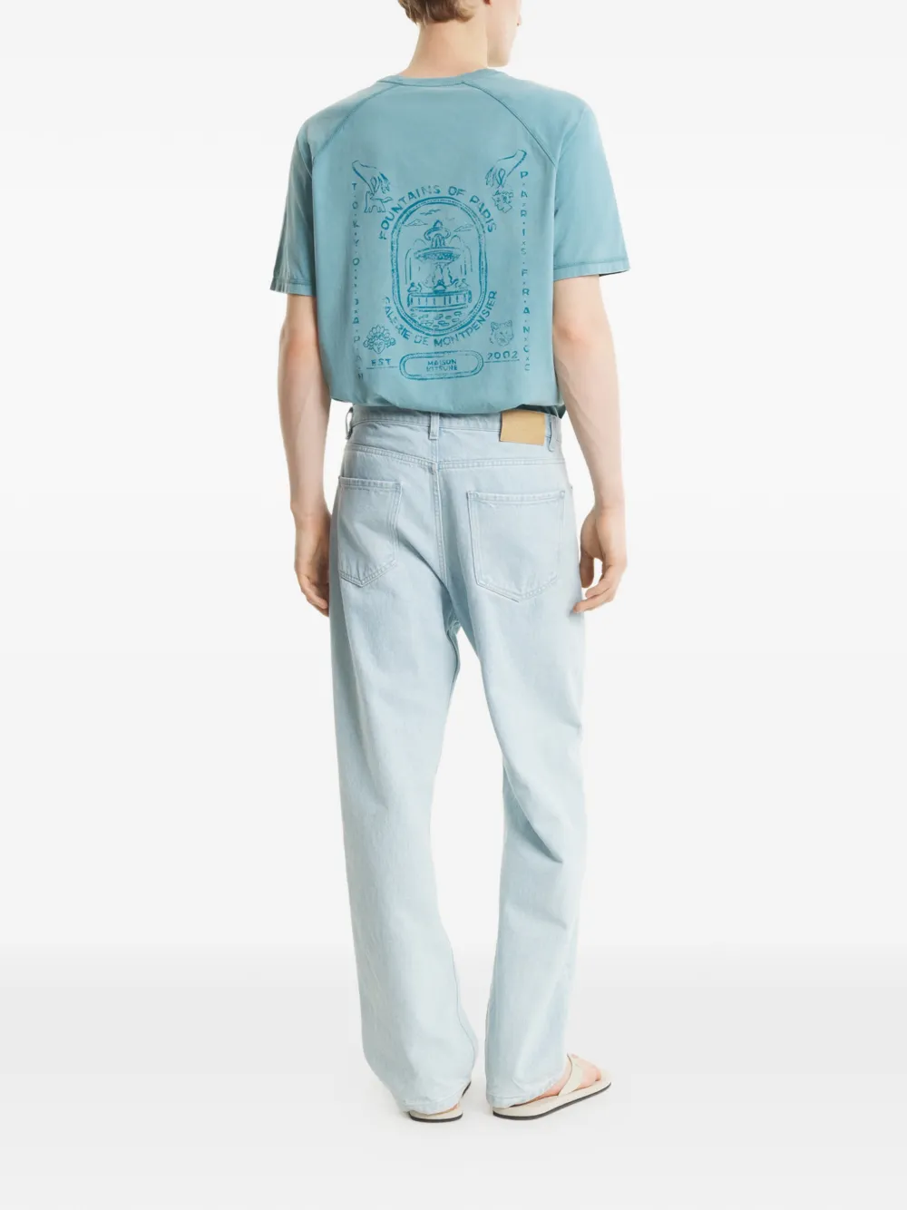 Maison Kitsuné Fountain Stamp T-shirt Blauw