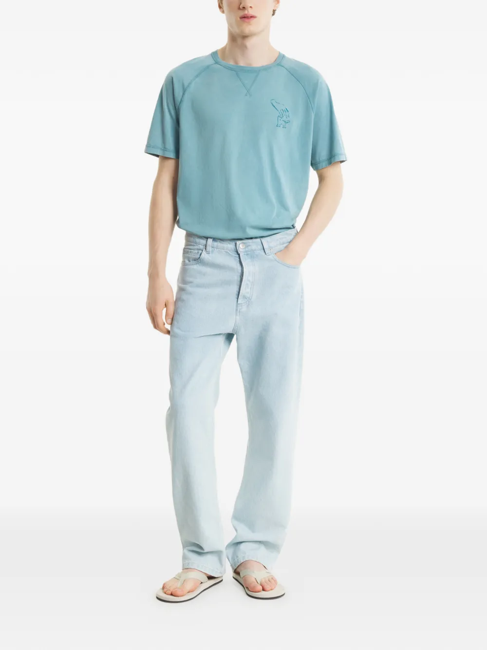 Maison Kitsuné Fountain Stamp T-shirt Blauw
