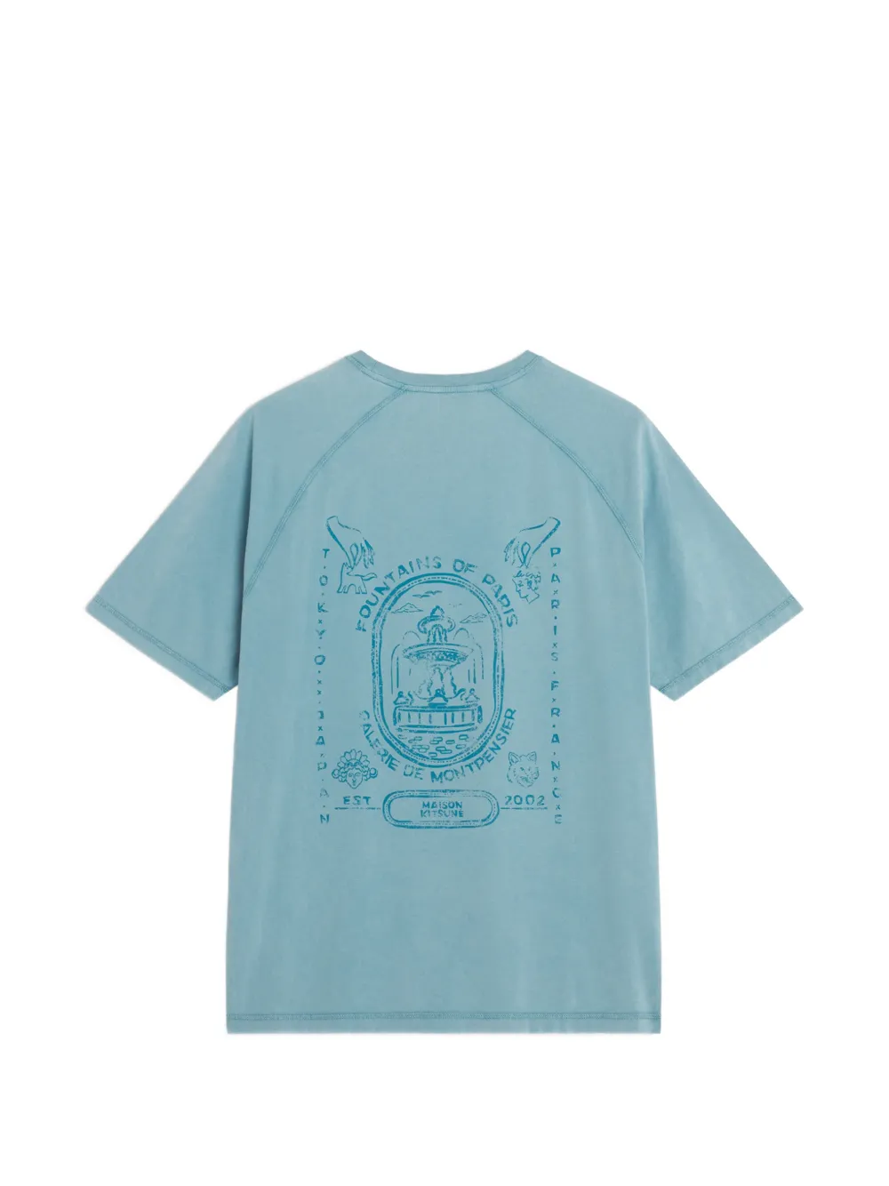 Maison Kitsuné Fountain Stamp T-shirt Blauw