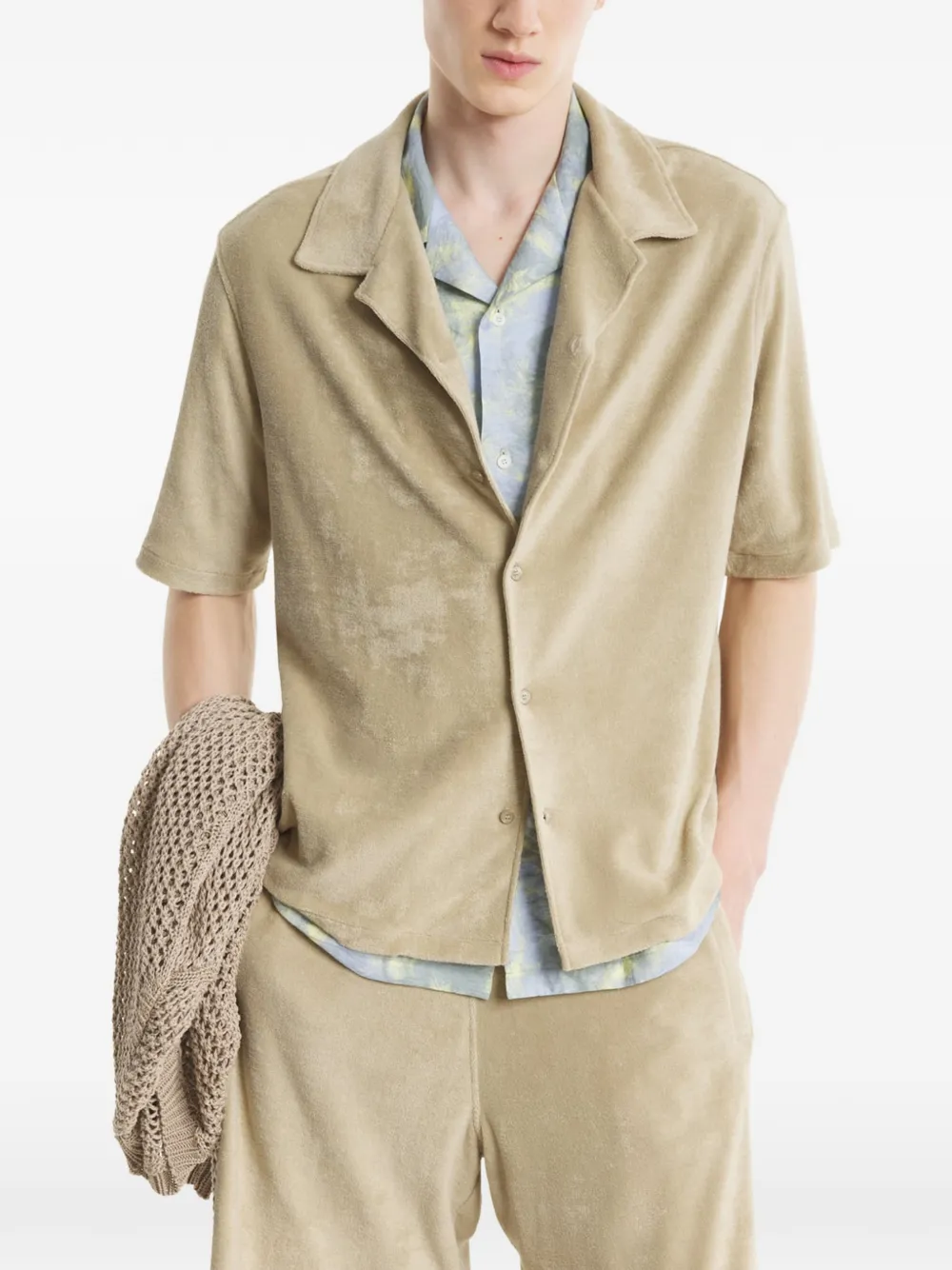 Maison Kitsuné Handdoek overhemd met knopen Beige