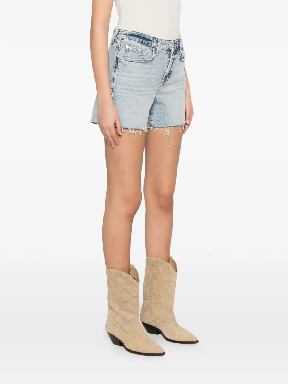 7 For All Mankind Monroe gerafelde denim shorts Blauw