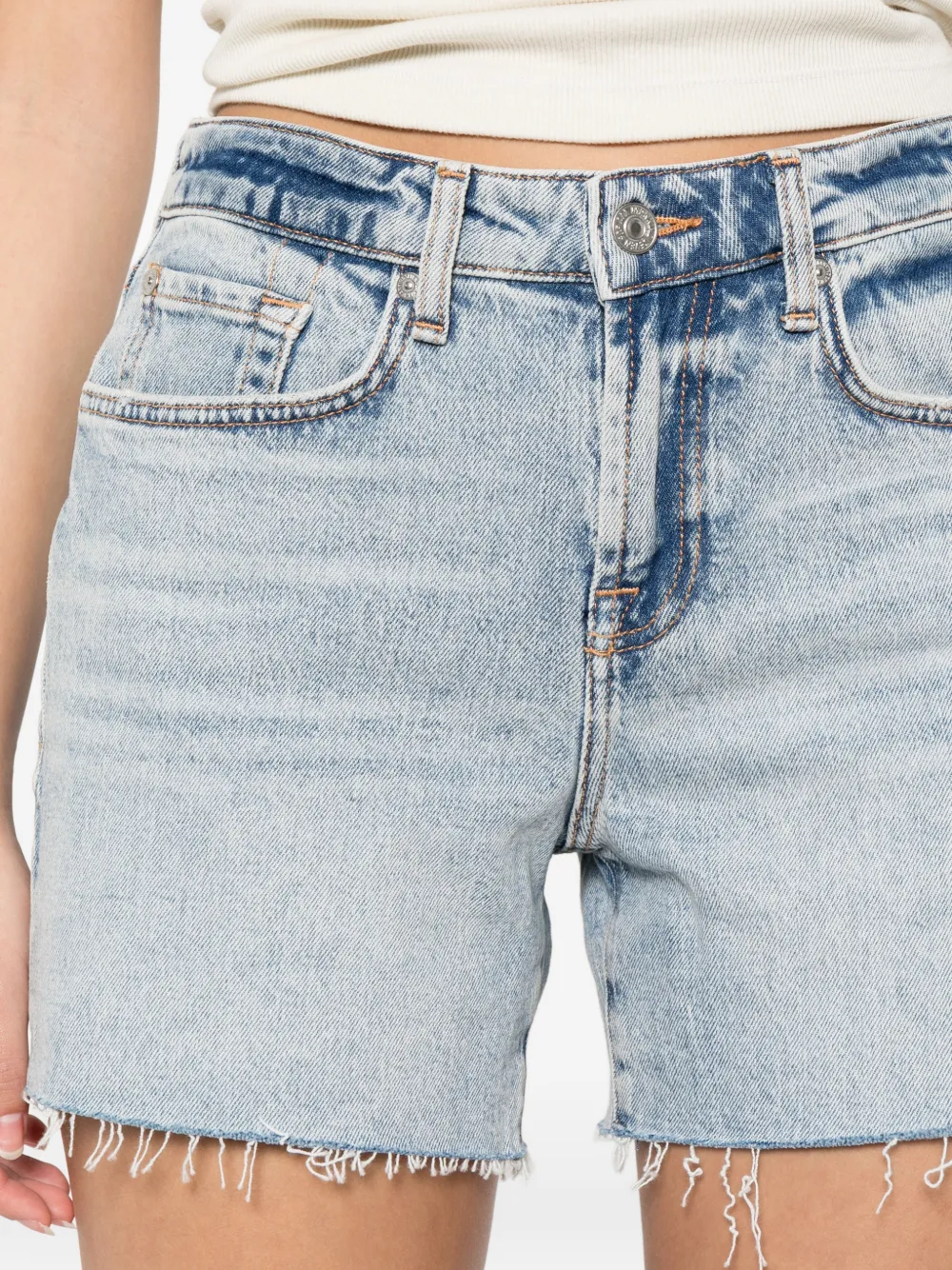 7 For All Mankind Monroe gerafelde denim shorts Blauw