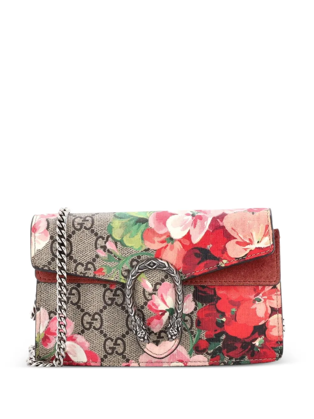 Gucci Pre-Owned Dionysus Bag Blooms Print GG Coated Canvas Super Mini crossbody bag - Marrone