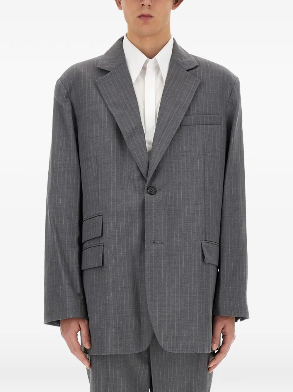 Helmut Lang pinstripe pocket wool jacket - Grigio