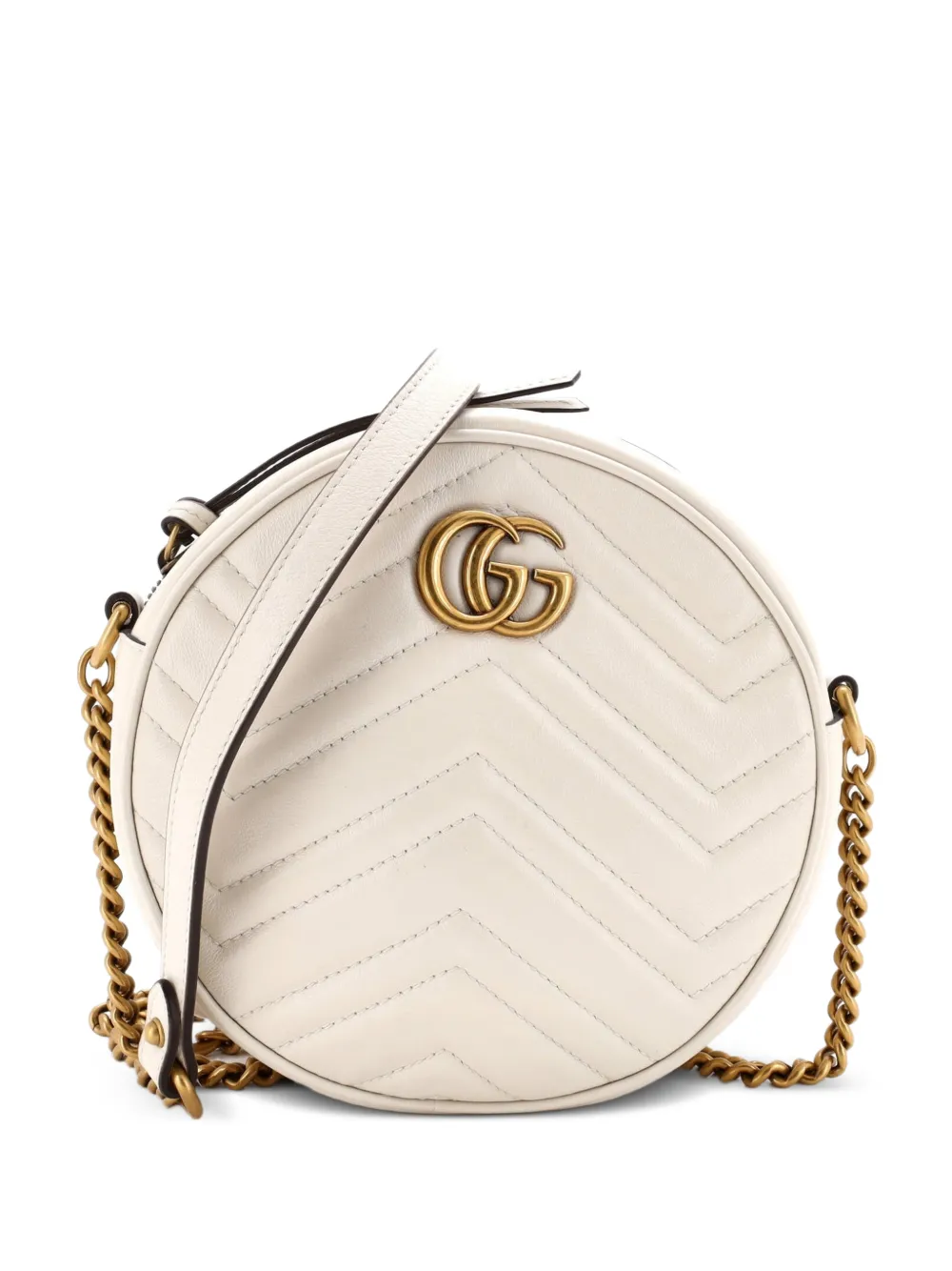 Gucci Pre-Owned GG Marmont Round Shoulder Bag Matelasse Leather Mini crossbody bag - Bianco