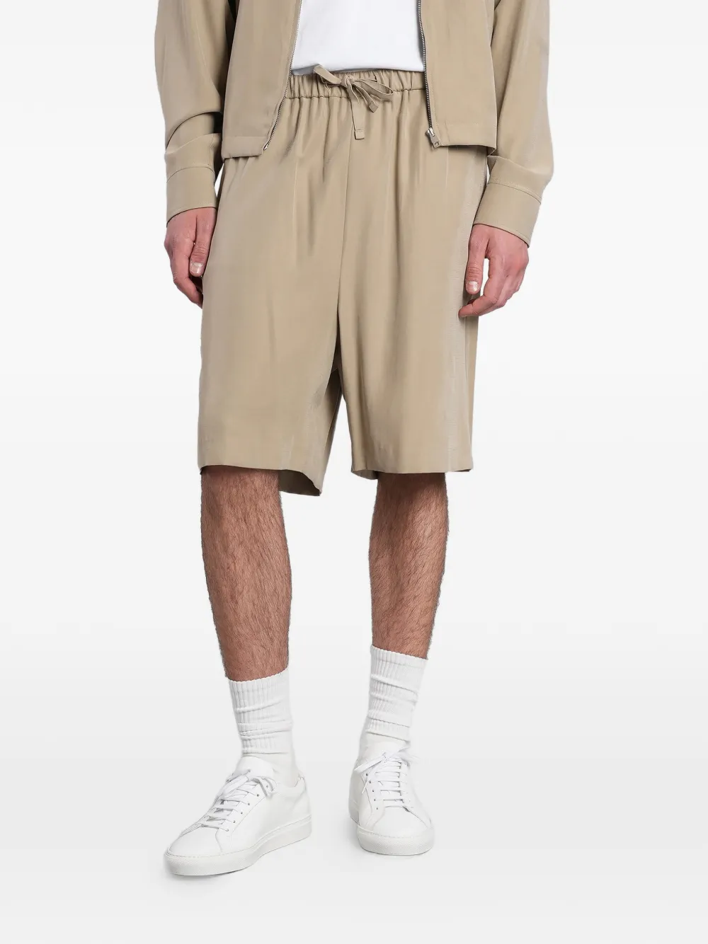 Grifoni drawstring-waist shorts - Toni neutri