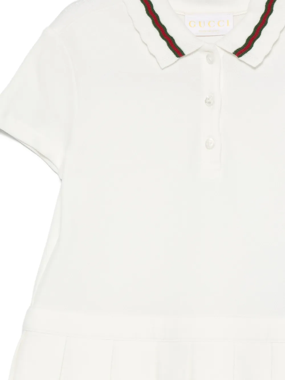 Gucci Kids Geplooide jurk met Web-streep Wit