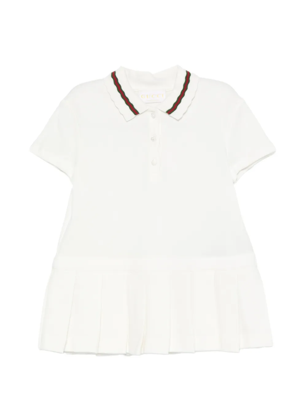 Gucci Kids Web-stripe pleated dress - White