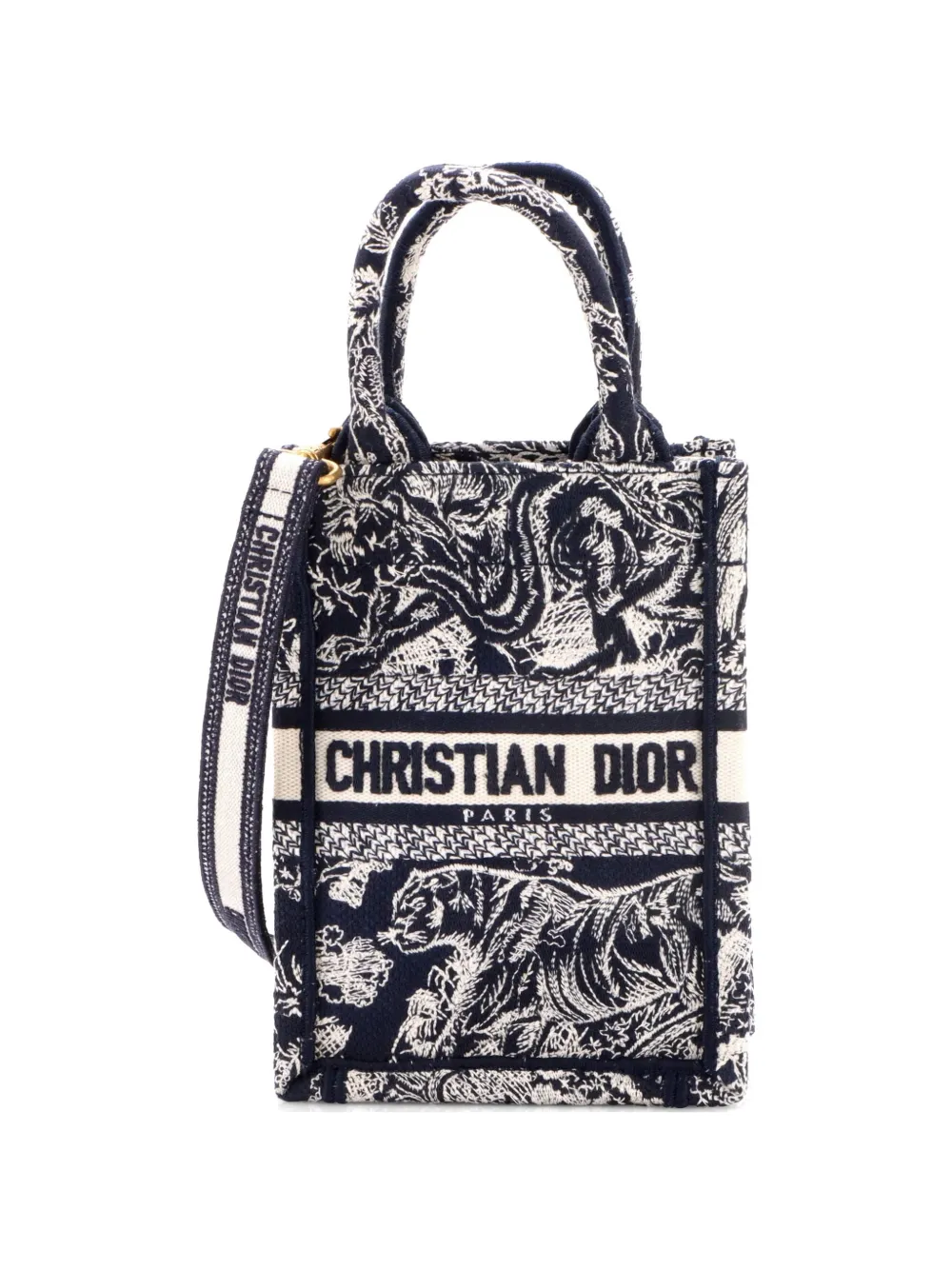 Christian Dior Pre-Owned Book Tote Phone Bag Embroidered Canvas Mini crossbody bag - Schwarz