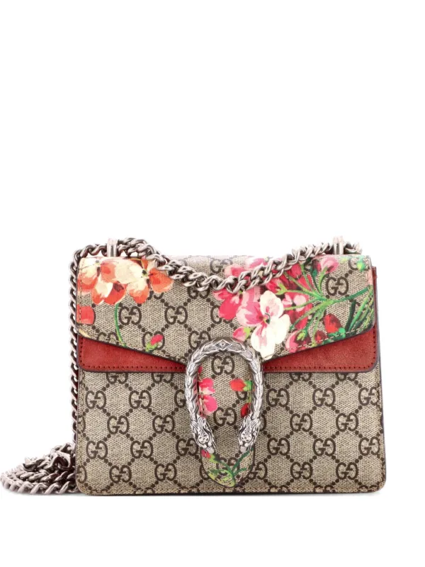 Gucci Pre-owned Dionysus Bag Blooms Print GG Coated Canvas Mini Shoulder Bag in Brown