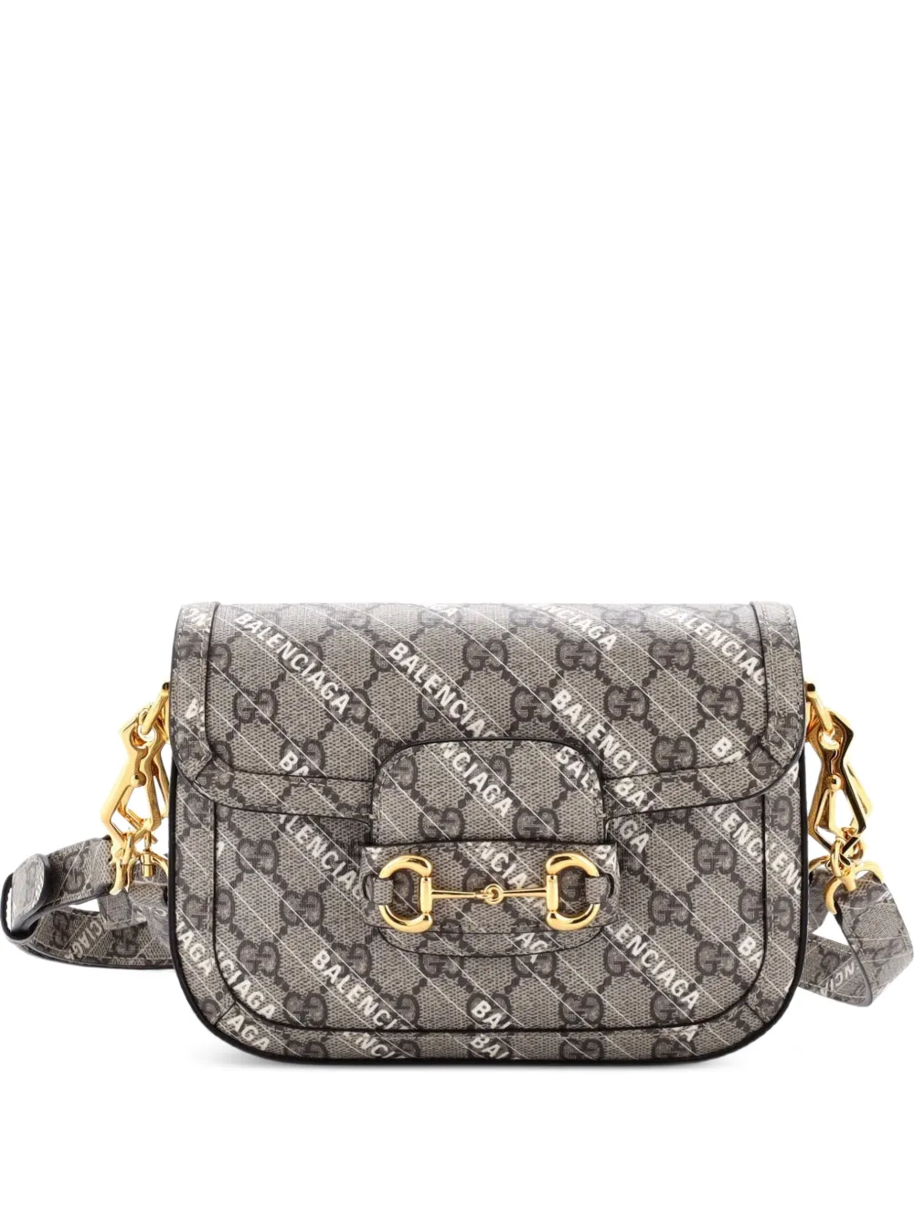 Gucci Pre-Owned x Balenciaga The Hacker Project Horsebit 1955 GG Coated Canvas Mini shoulder bag - Marrone