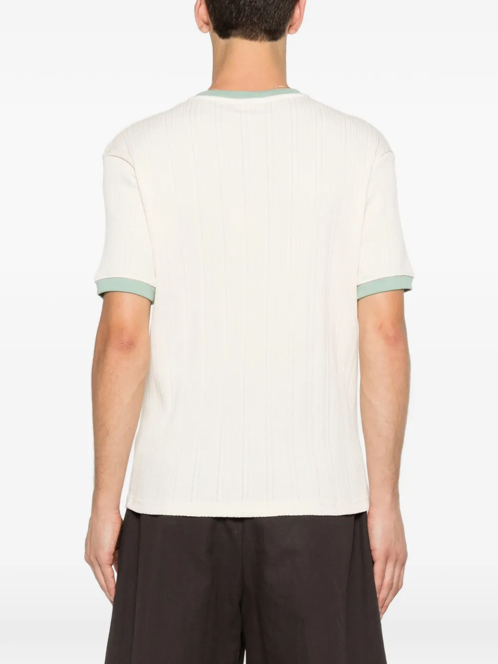 Drôle De Monsieur T-shirt met geribbelde afwerking Beige