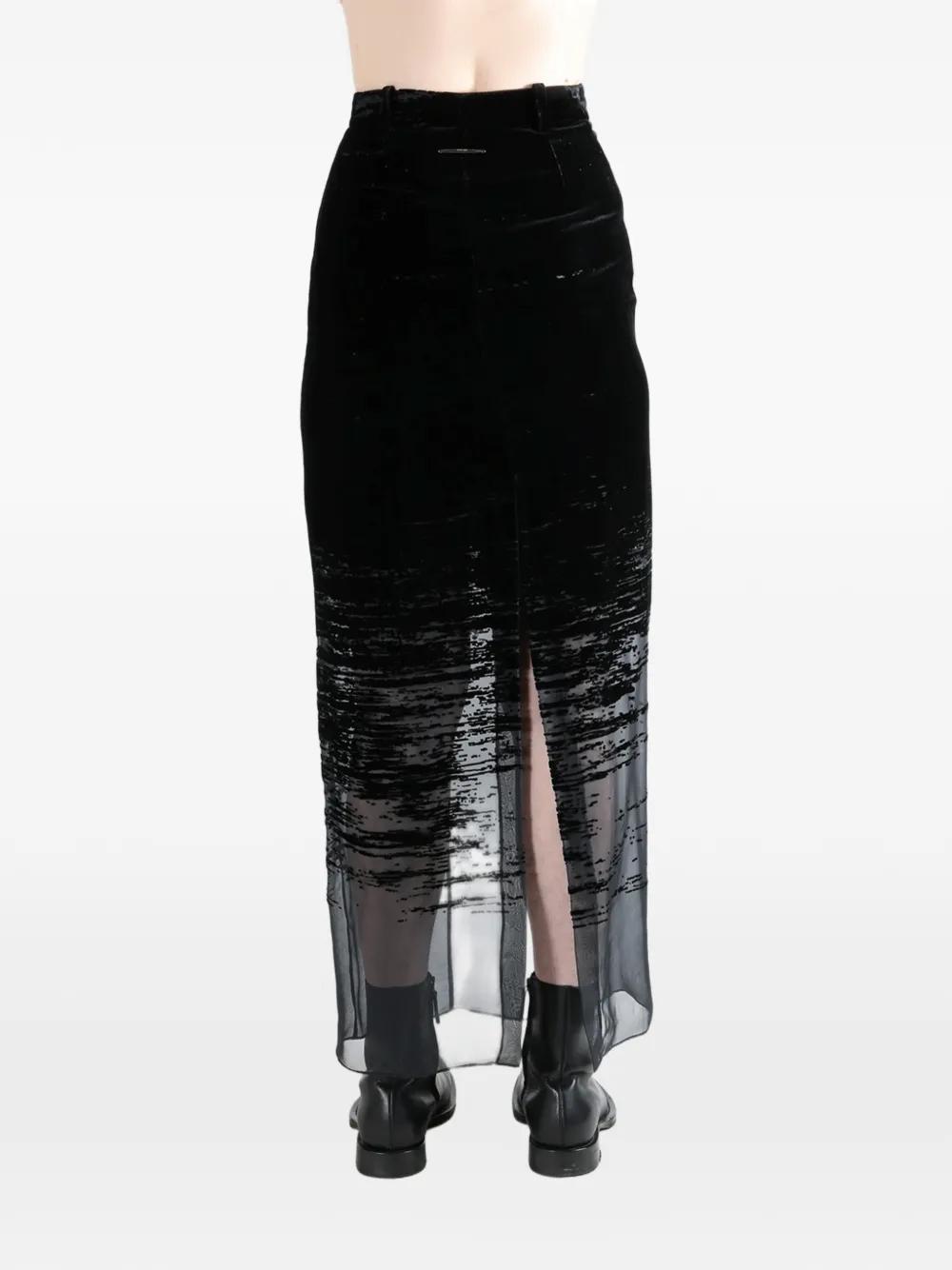 Grace Ling Maxi-rok met glitch-effect Zwart