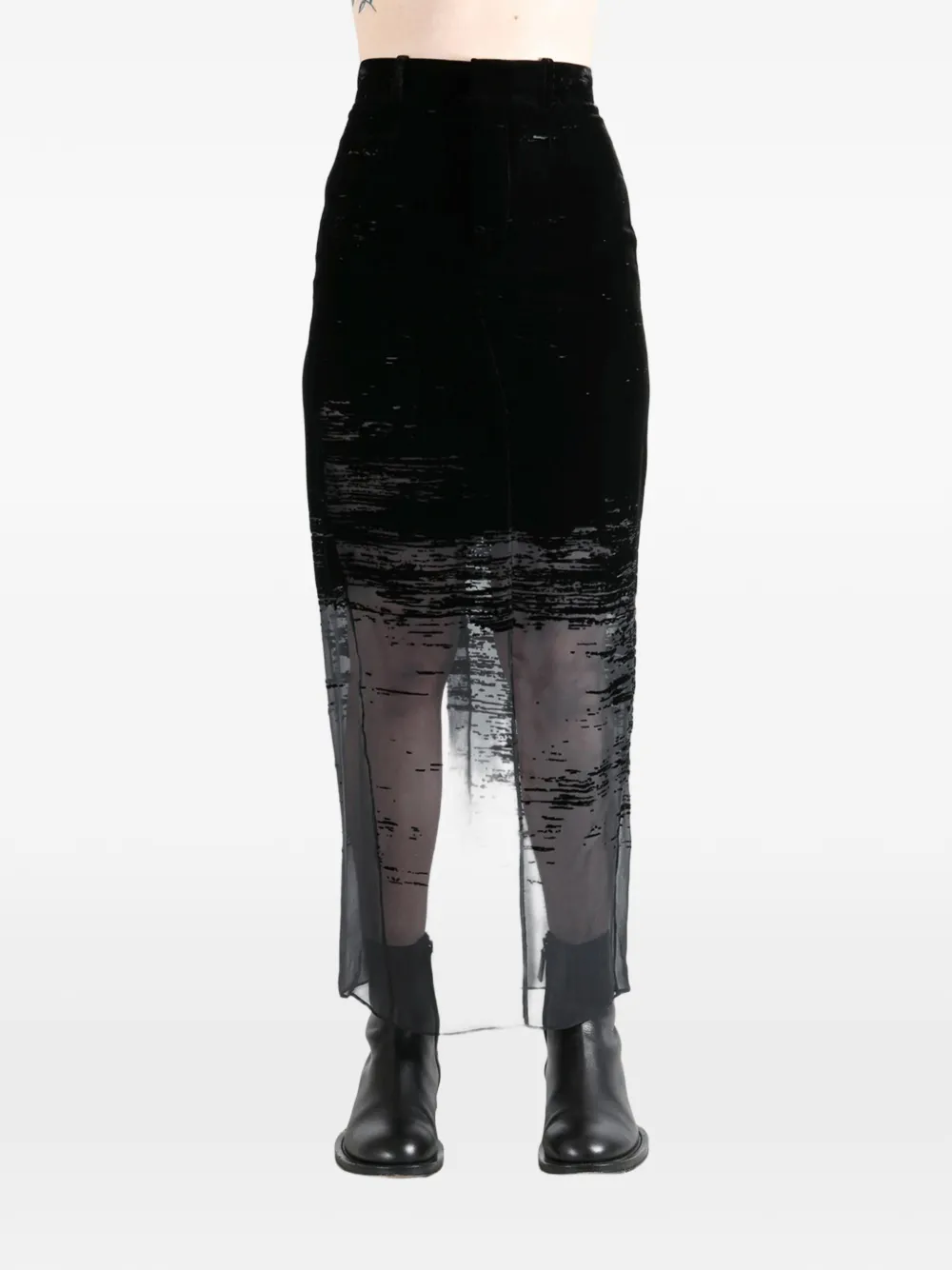 Grace Ling Maxi-rok met glitch-effect Zwart