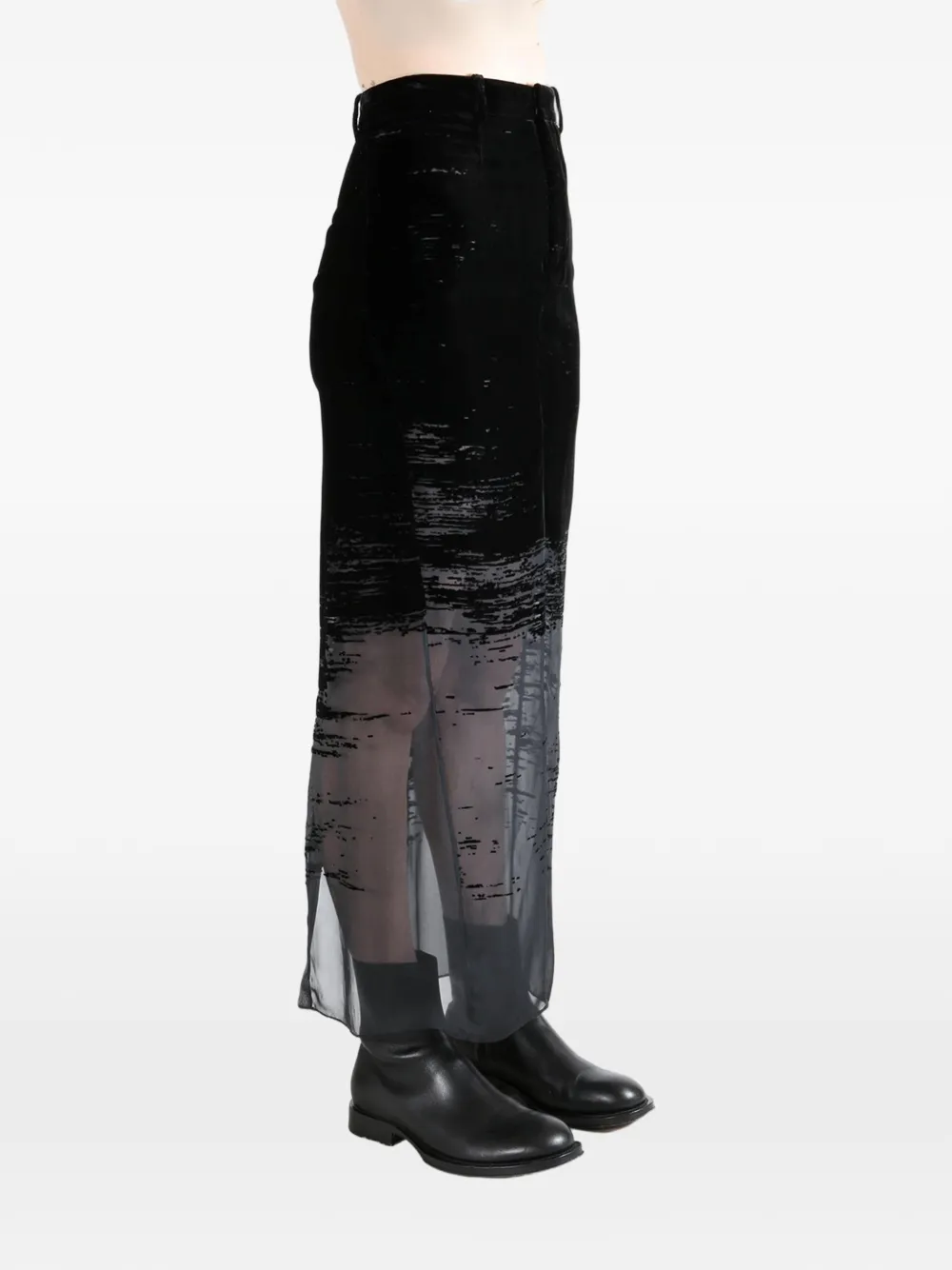 Grace Ling Maxi-rok met glitch-effect Zwart