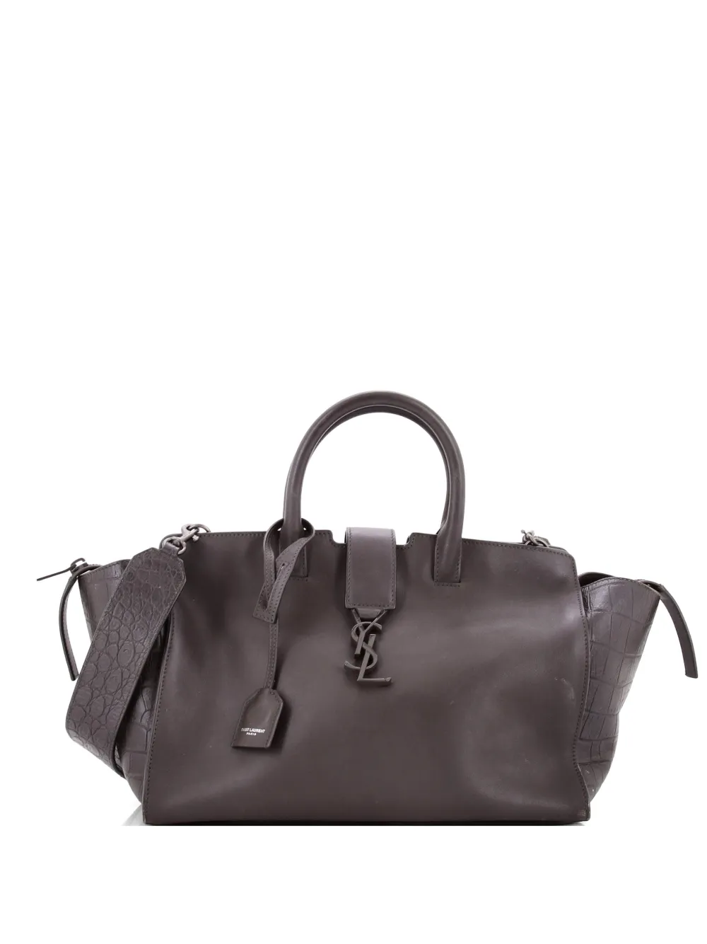 Saint Laurent Pre-Owned Monogram Cabas Downtown Leather with Crocodile Embossed Leather Small satchel - Grey