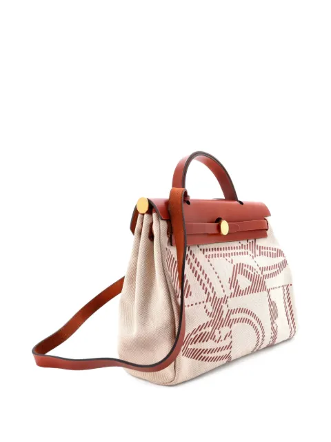 Hermès Pre-Owned Herbag Zip Relief Brides de Gala Toile and Leather 31 shoulder bag