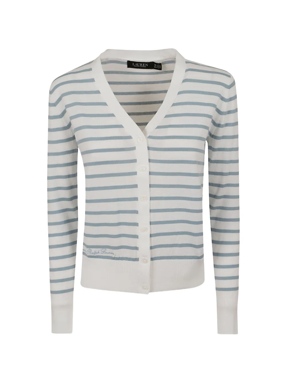 Lauren Ralph Lauren striped-pattern V-neck cardigan - Bianco