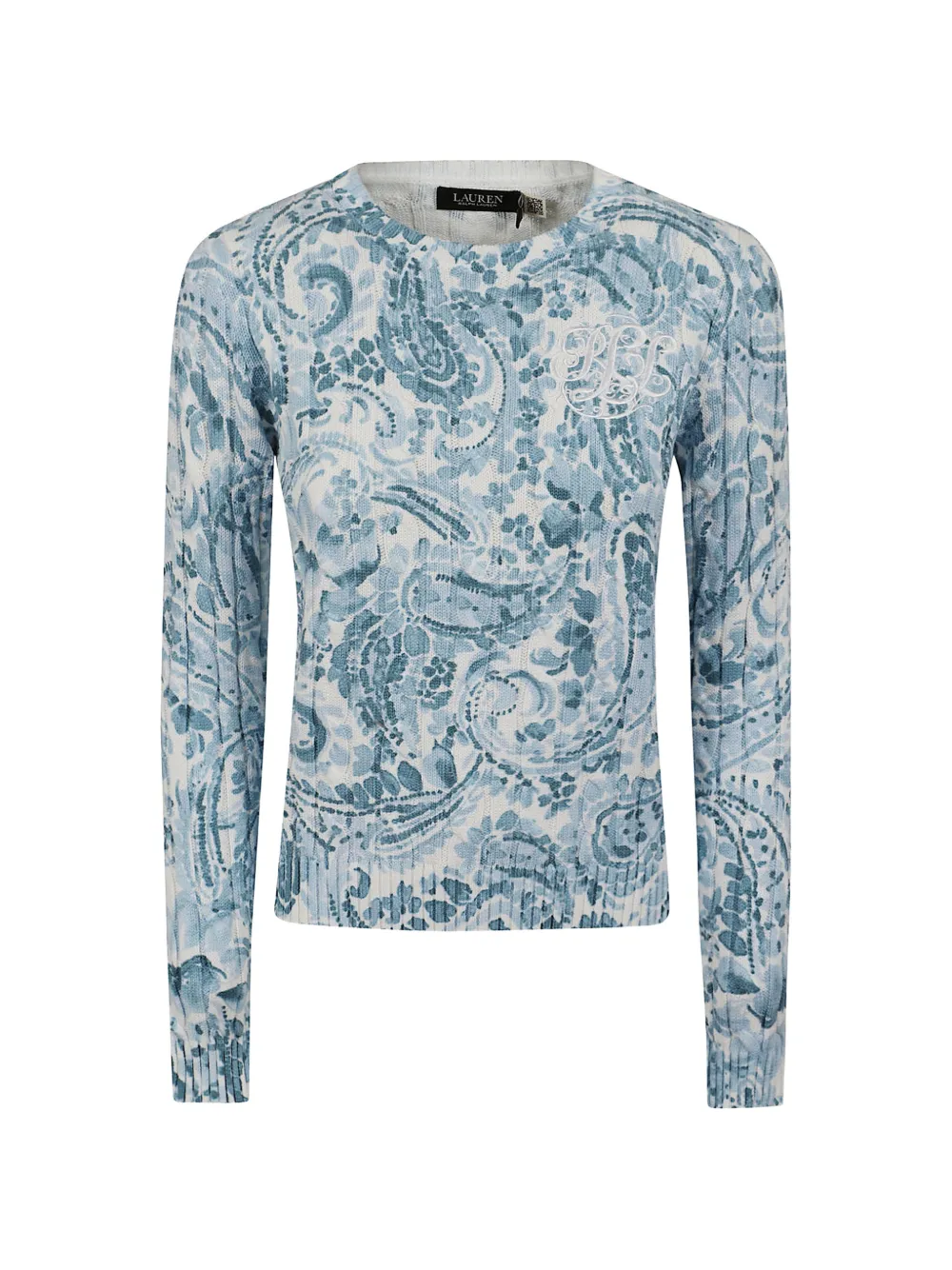 Lauren Ralph Lauren paisley-print cable-knit sweater - Blu