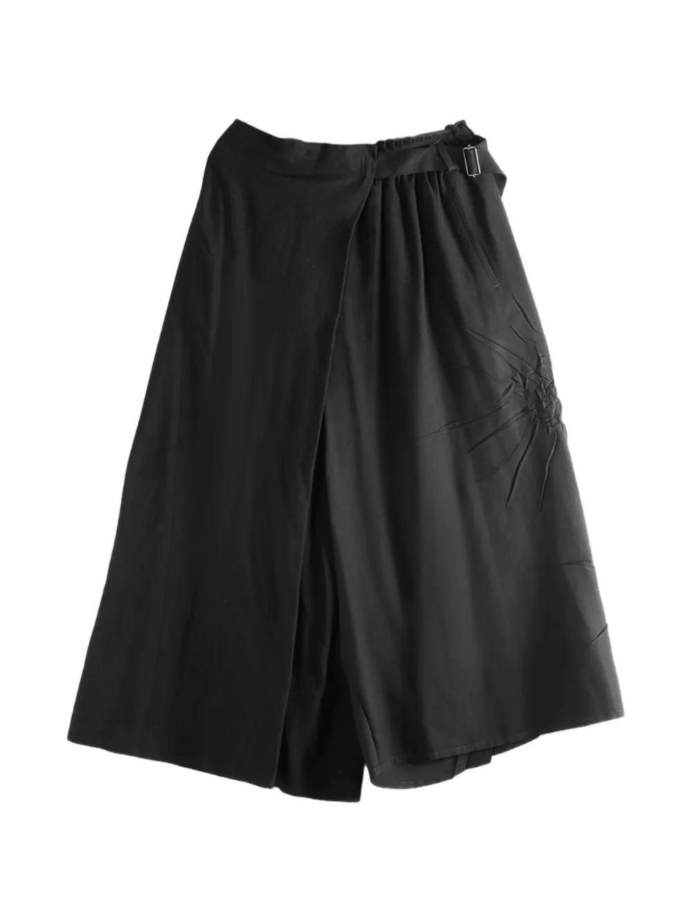 Yohji Yamamoto wrap-design sunburst-pleat skirt - Nero