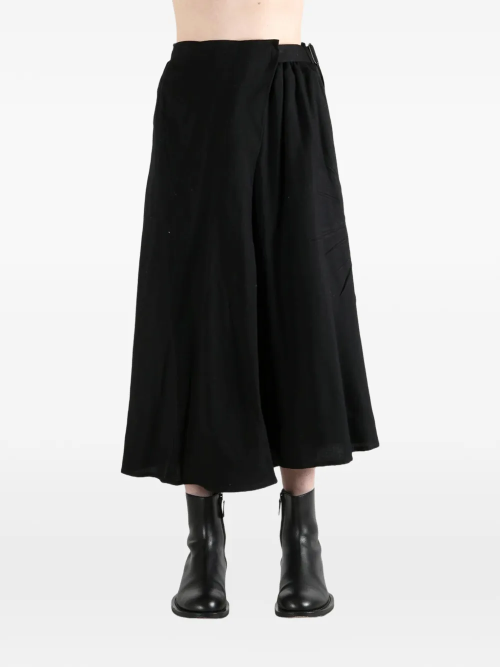 Yohji Yamamoto Wikkelrok met plooien Zwart