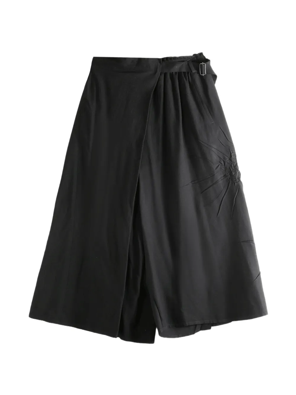 Yohji Yamamoto wrap-design sunburst-pleat skirt - Black