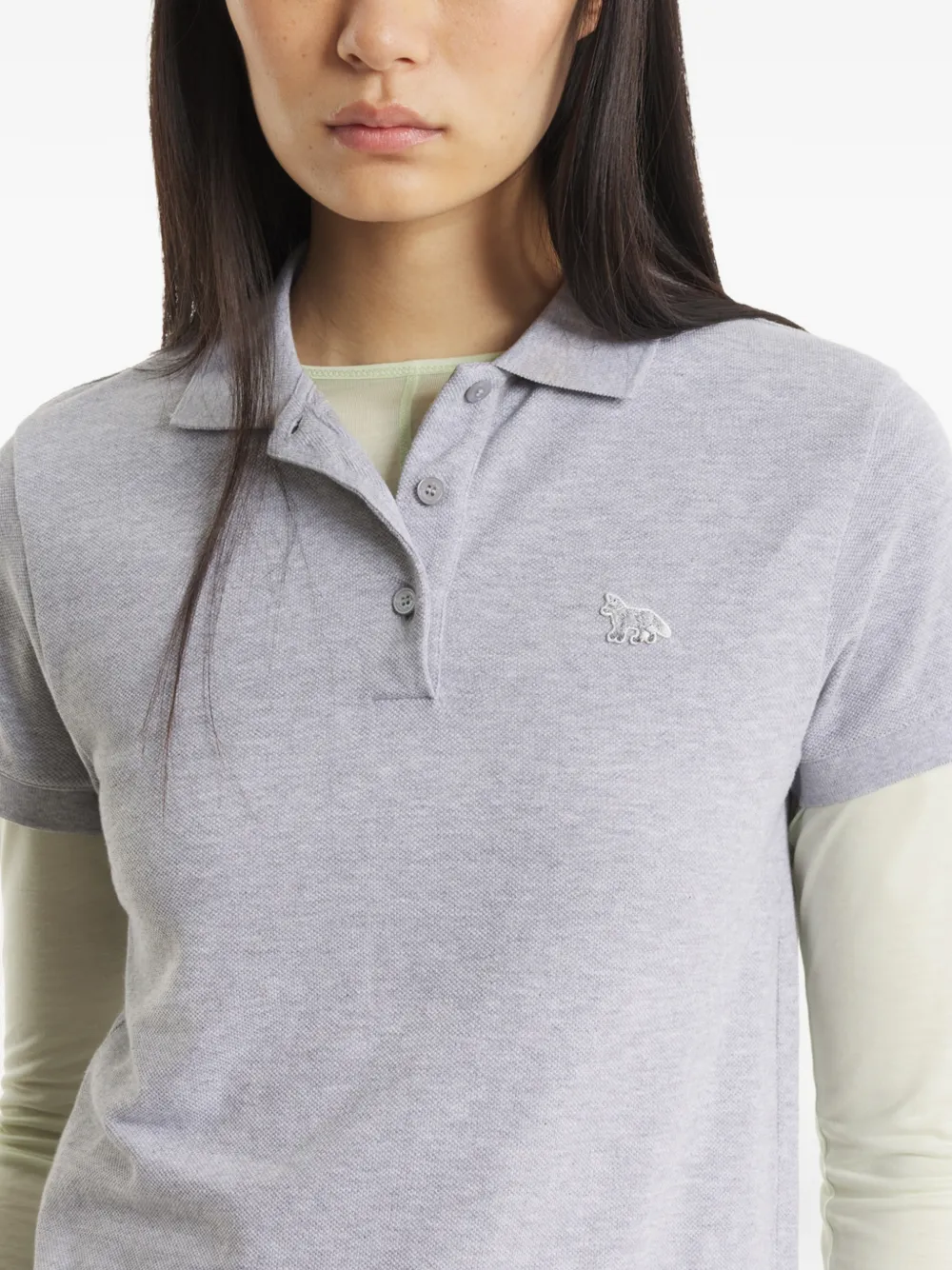 Maison Kitsuné Poloshirt met borduurwerk Grijs