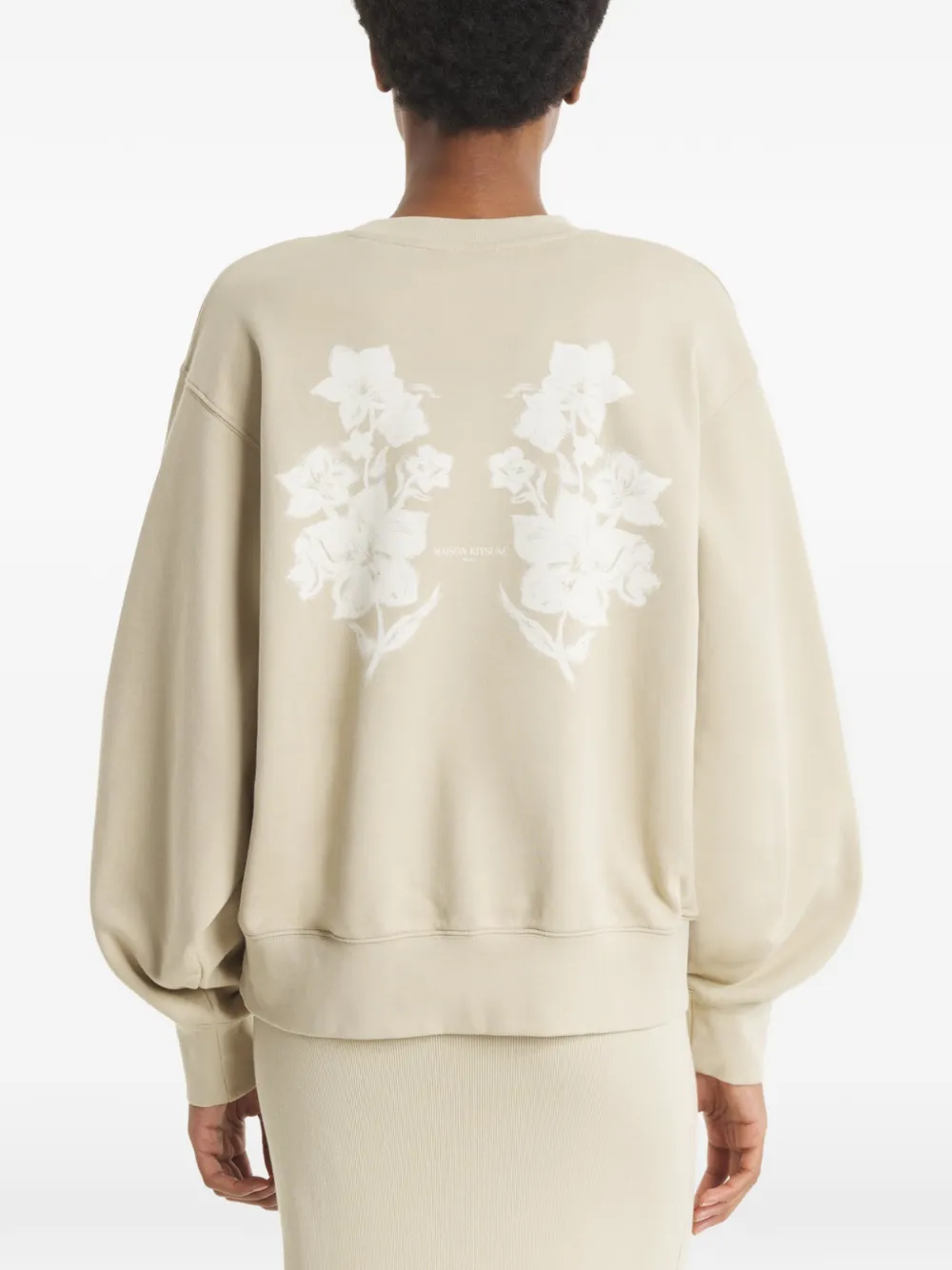 Maison Kitsuné Sweater met bloemenprint Beige