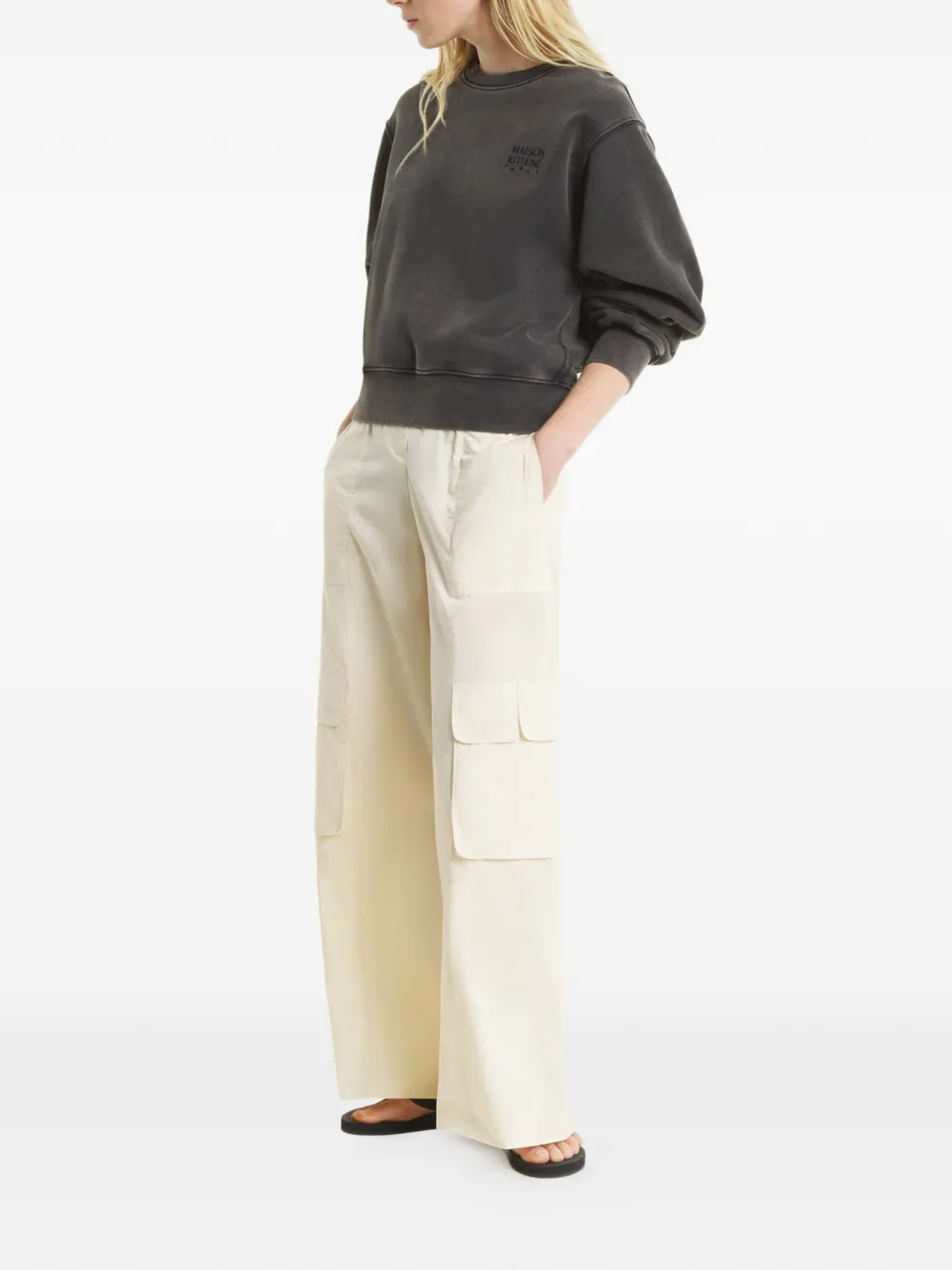 Maison Kitsuné Sweater met vervaagde kleur en logo Grijs