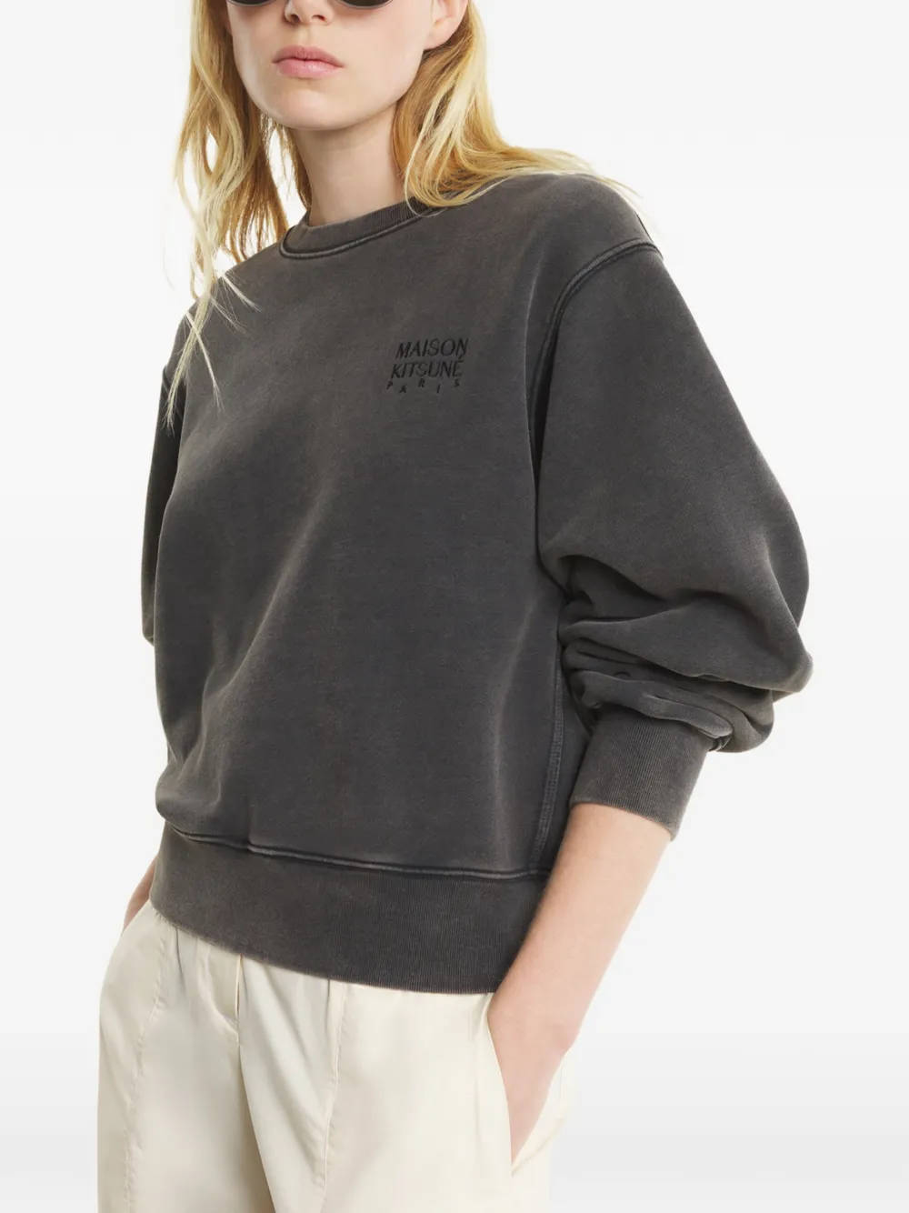 Maison Kitsuné Sweater met vervaagde kleur en logo Grijs