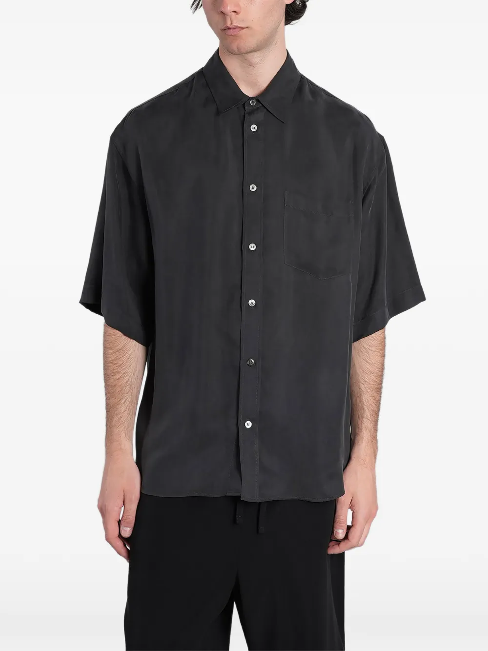 Grifoni short-sleeve chest-pocket shirt - Grau