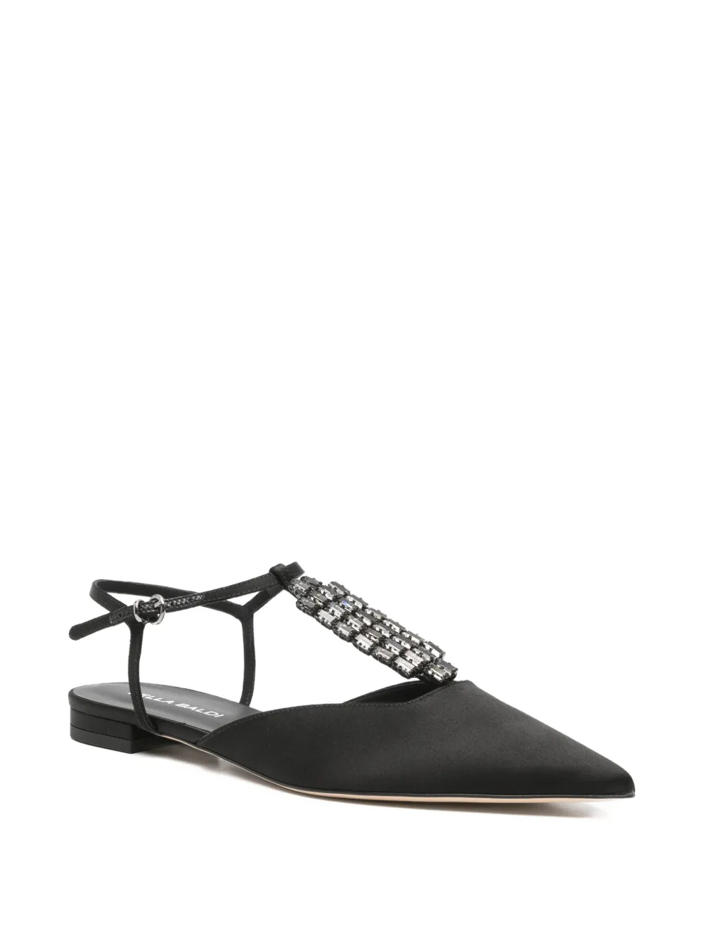 Lella Baldi Verfraaide platte pumps met puntige neus Zwart