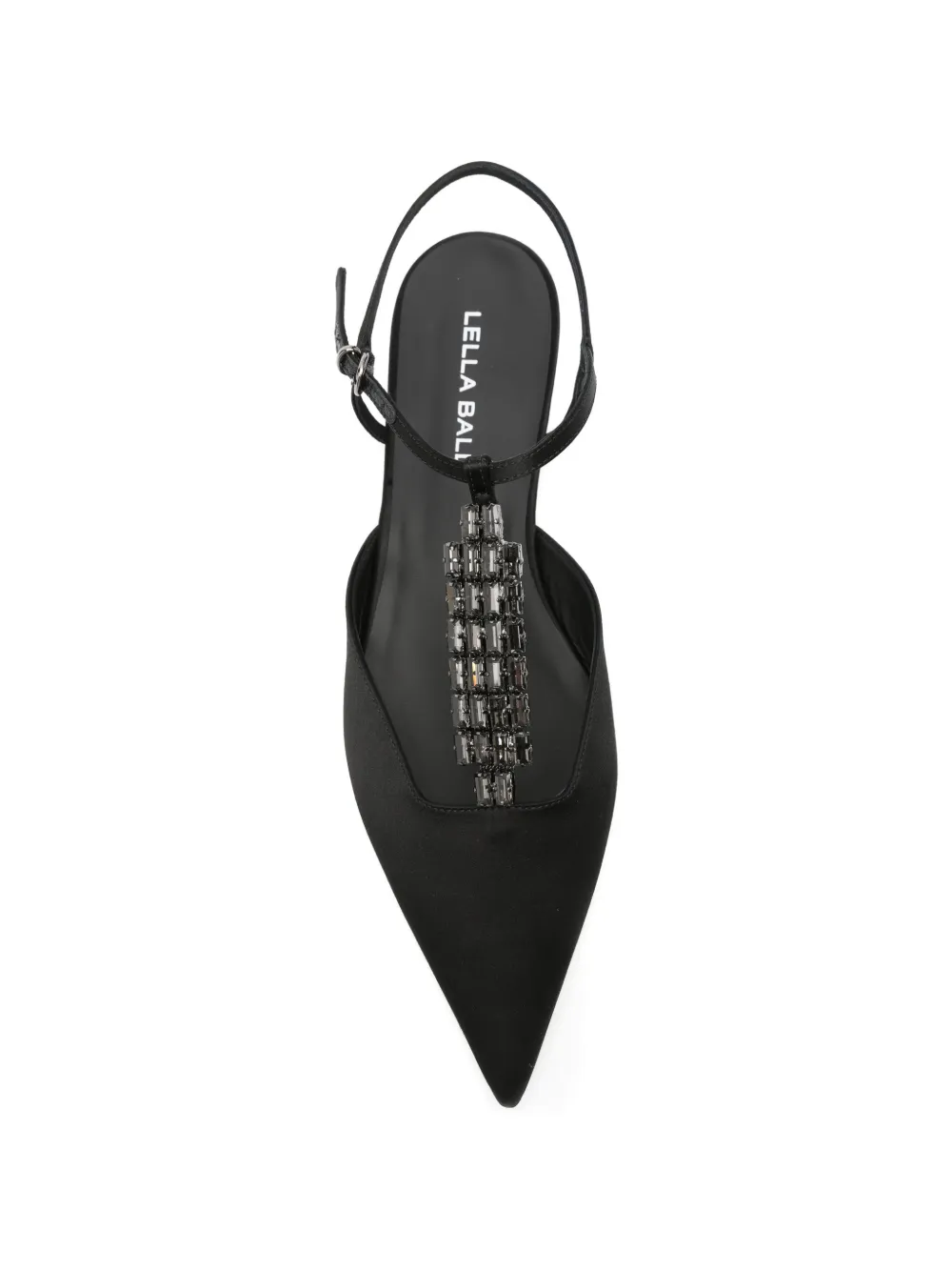 Lella Baldi Verfraaide platte pumps met puntige neus Zwart