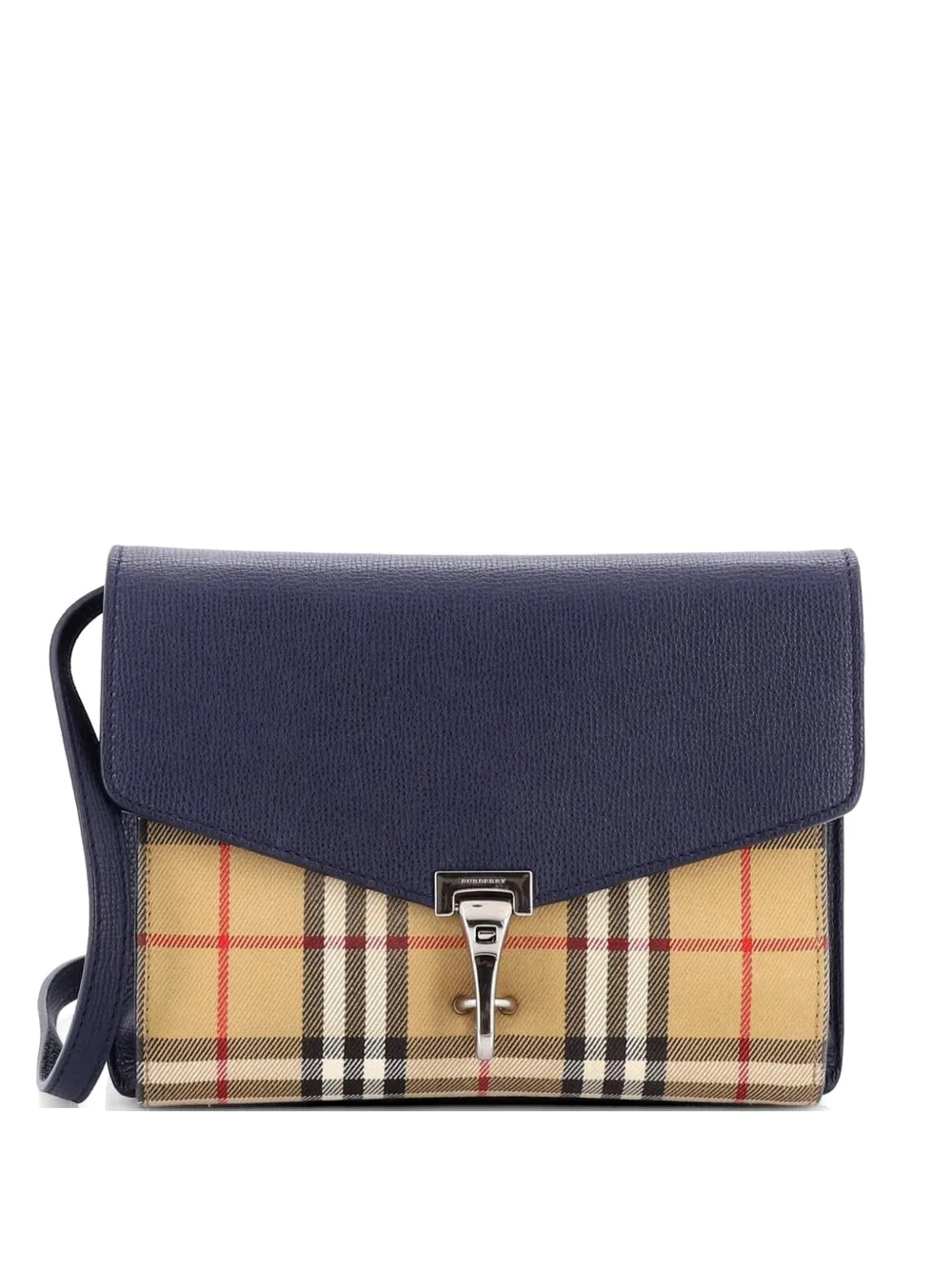 Burberry Pre-Owned Macken Leather and Vintage Check Canvas Small crossbody bag - Blu
