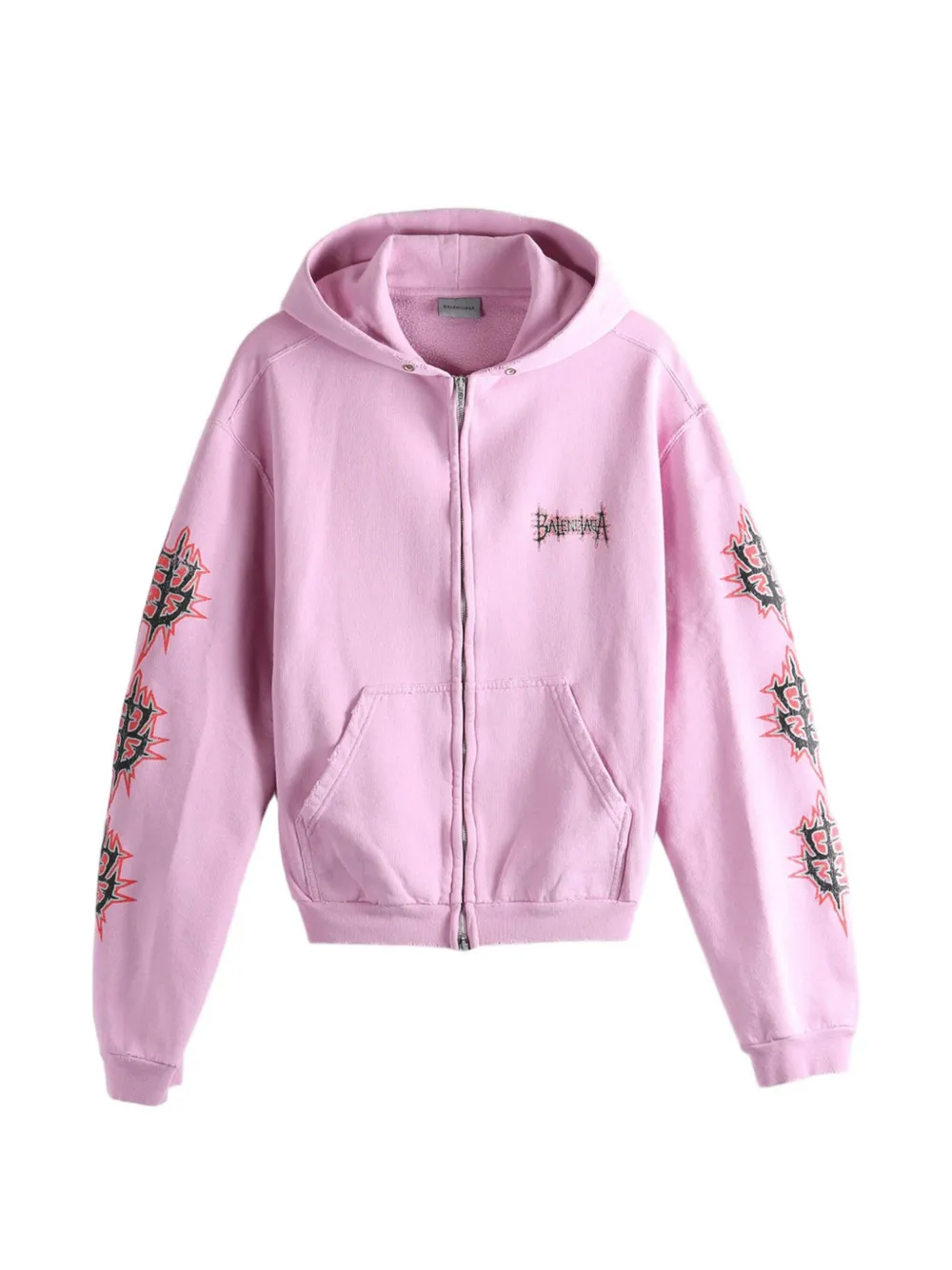 Balenciaga Sacré Cœur graphic-print zip-up hoodie - Pink