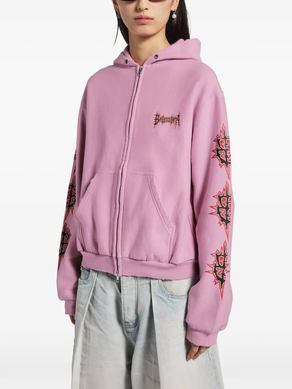 Balenciaga Sacré Coeur medium-fit hoodie met rits Roze