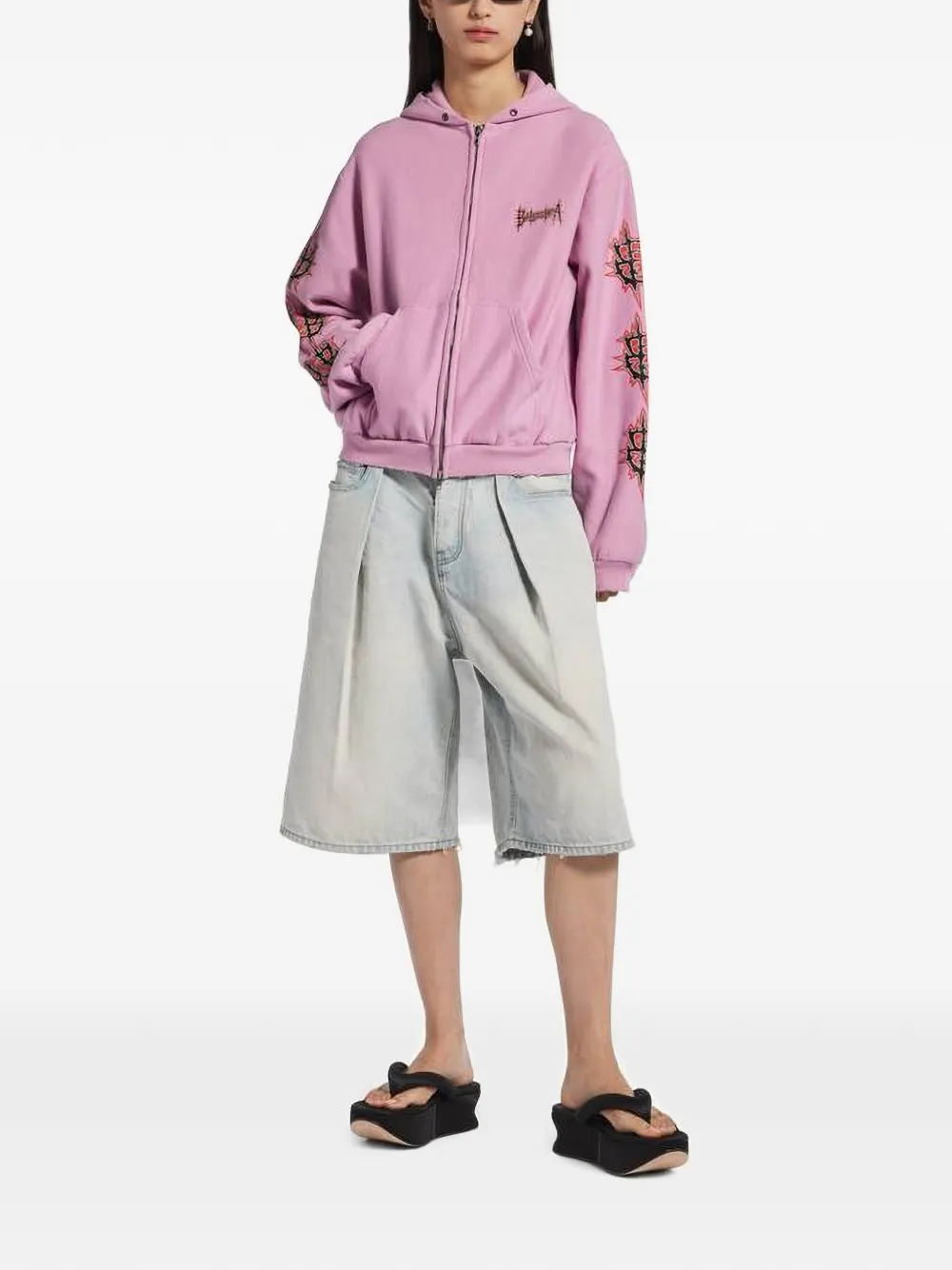 Balenciaga Sacré Coeur medium-fit hoodie met rits Roze