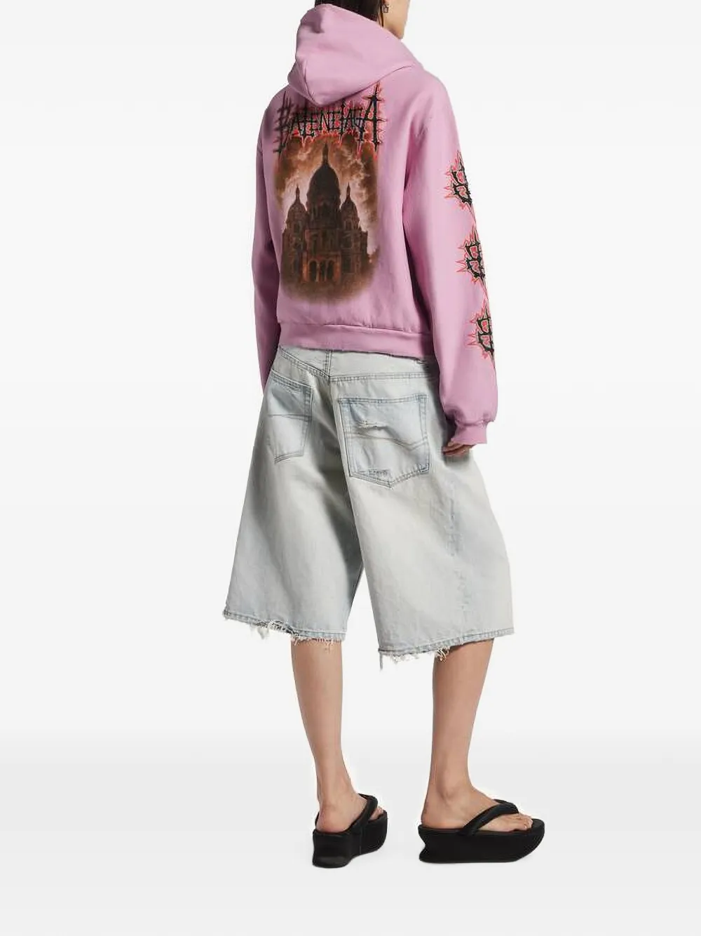 Balenciaga Sacré Coeur medium-fit hoodie met rits Roze