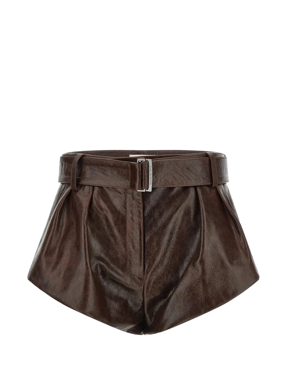 Magda Butrym belted leather shorts - Marrone