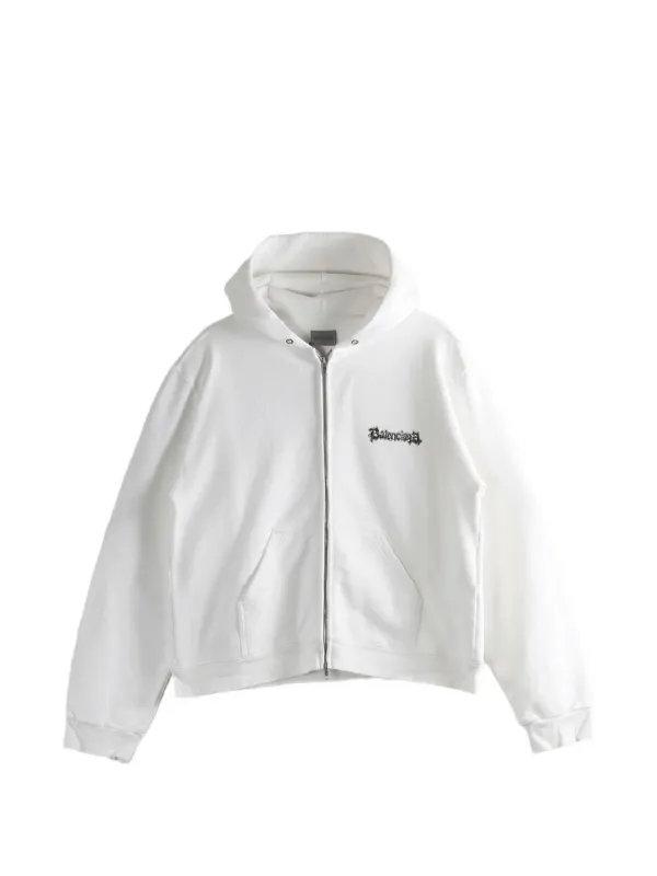 Balenciaga Salon De Couture Regular Fit Zip-up Hoodie in White