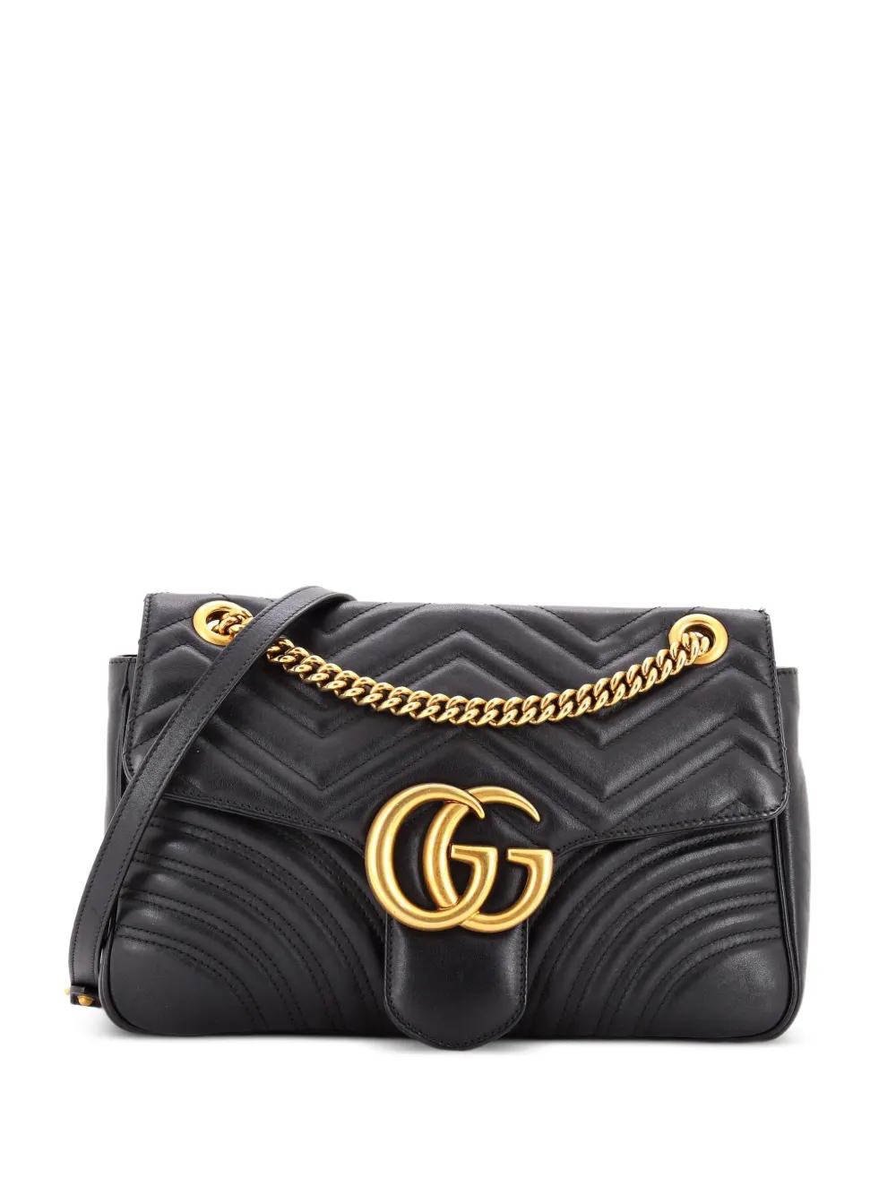 Gucci Pre-Owned GG Marmont Flap Bag Matelasse Leather Medium shoulder bag - Nero