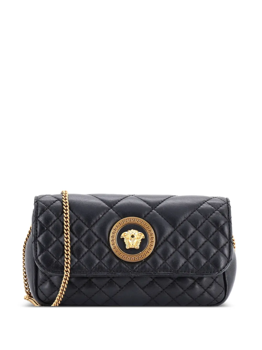 Versace Pre-Owned Medusa Icon Chain Flap Bag Quilted Leather Mini crossbody bag - Nero