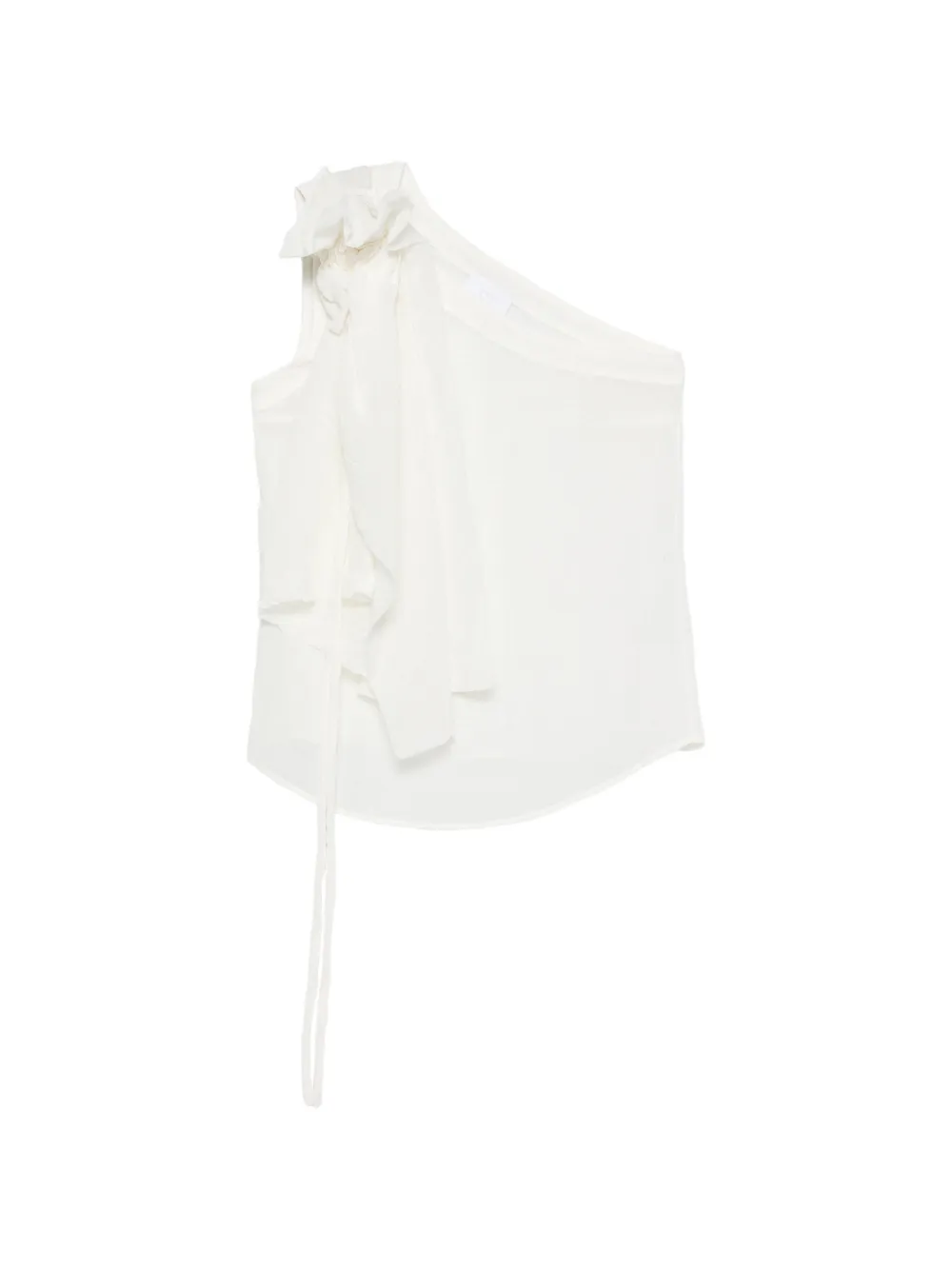 Su one-shoulder floral-appliqué blouse - Bianco