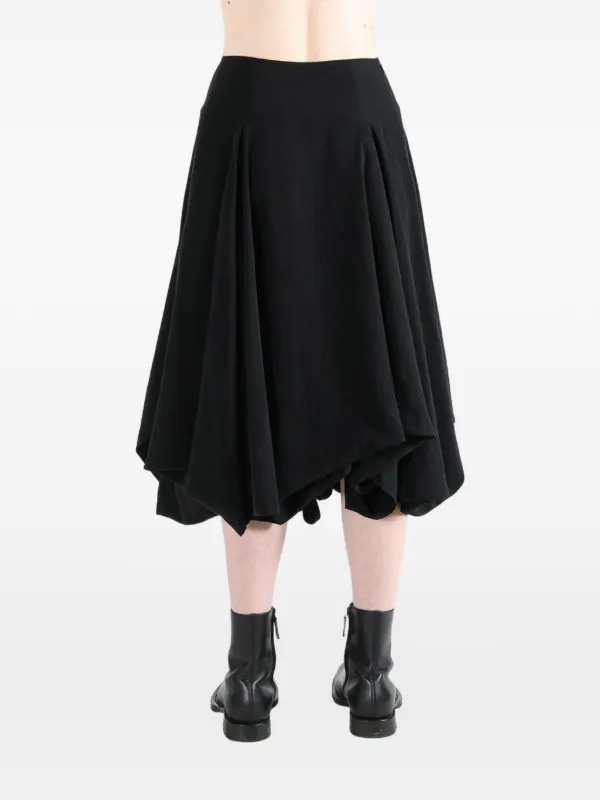 ヨウジヤマモト　ブラックスカート Yohji Yamamoto ドレープ スカート | ブラック | FARFETCH JP