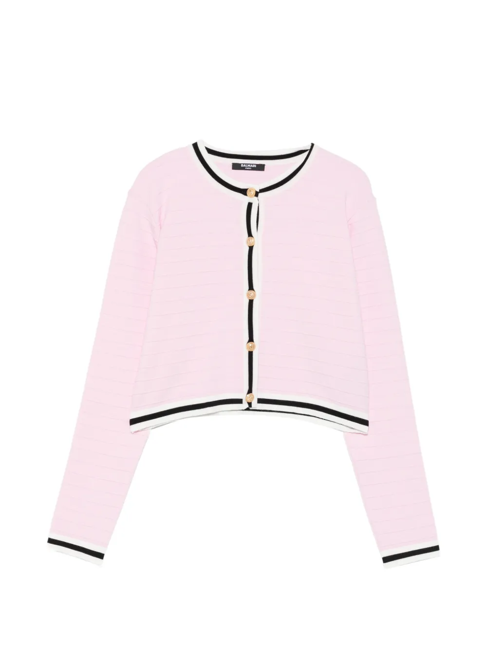 Balmain Kids striped-trim buttoned cardigan - Rosa