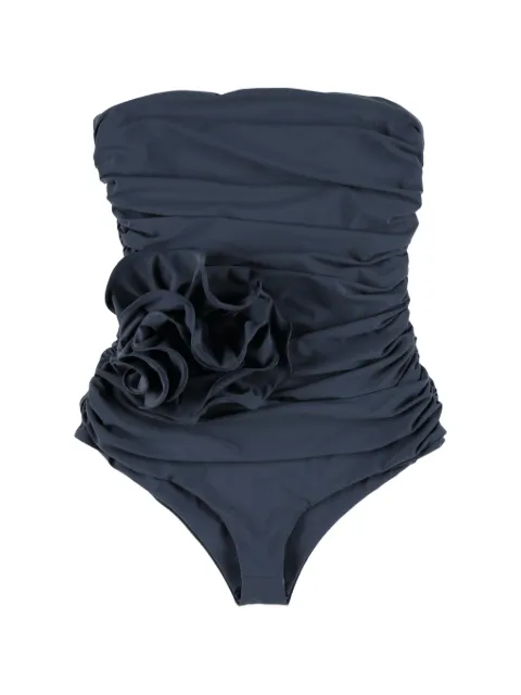 Magda Butrym floral-appliqué ruched swimsuit