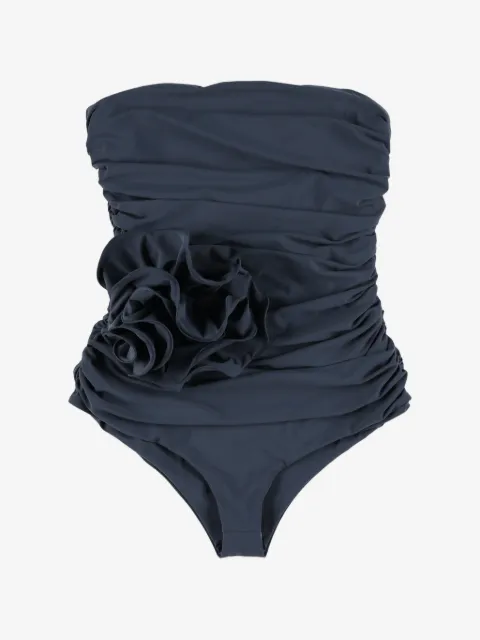 Magda Butrym floral-appliqué ruched swimsuit